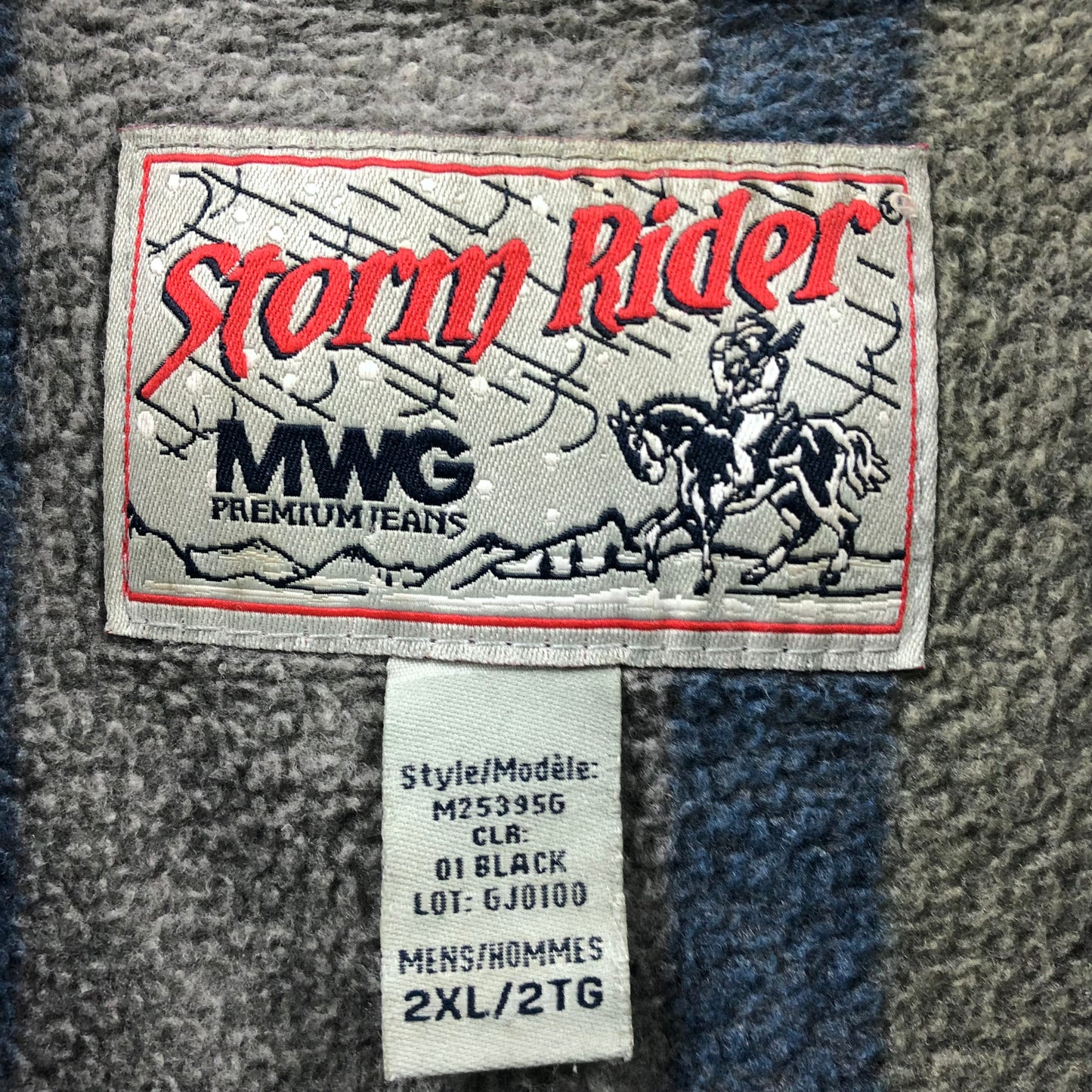 Vintage MWG Storm Rider Blanket Lined Custom Harley Davidson Eagle Patch Denim Button Jacket XXL