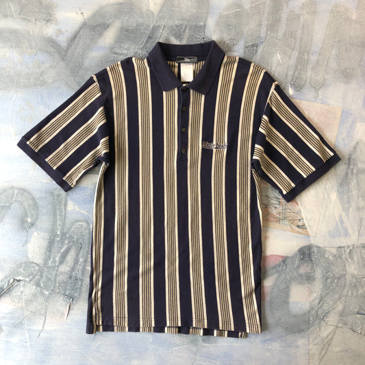 Vintage Pro Player Toronto Maple Leafs Striped Polo Shirt L