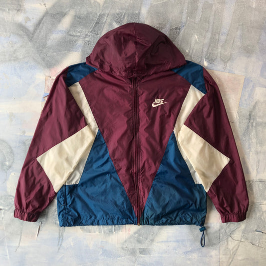 Vintage 90s Nike Colorblock Windbreaker Hooded Zip Jacket M