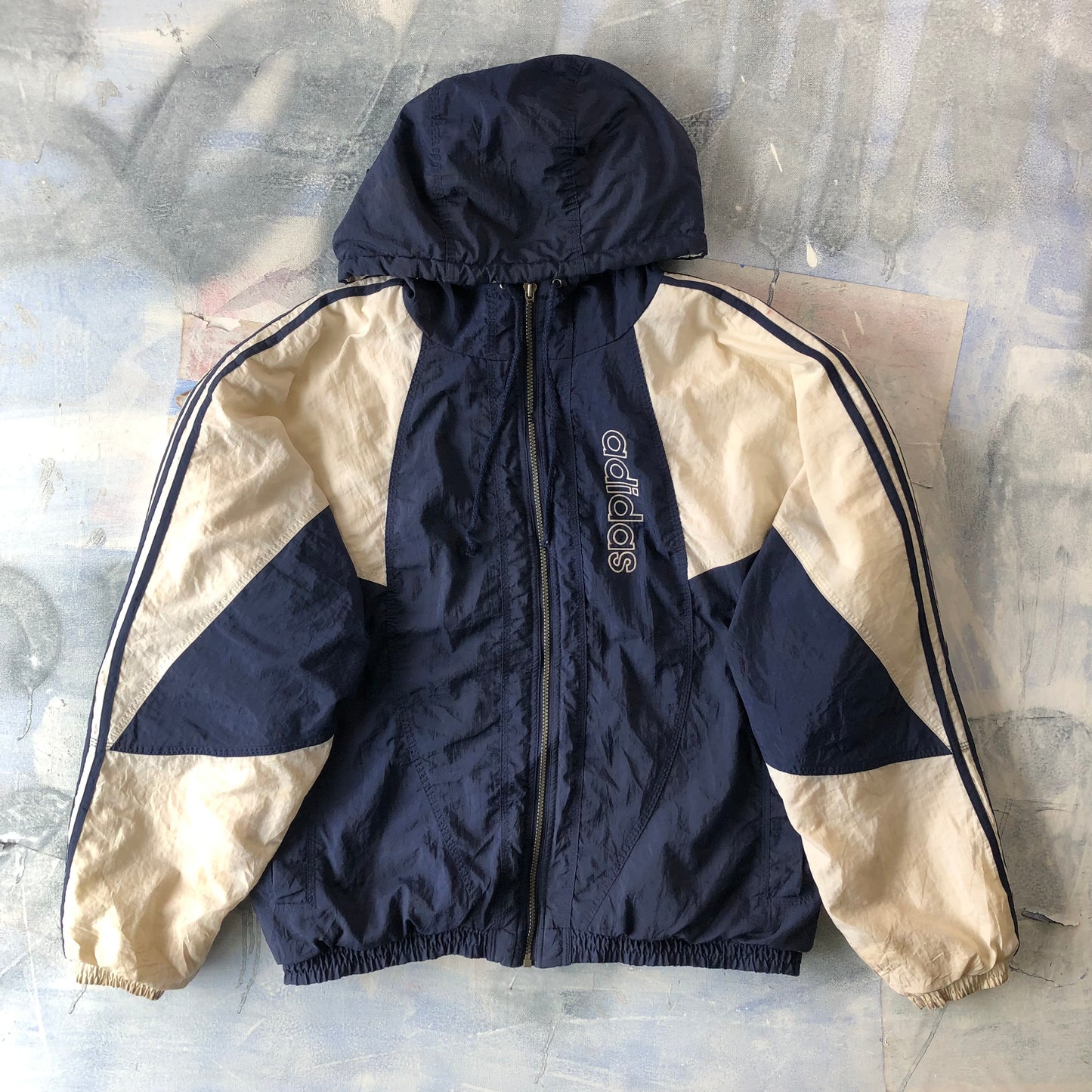 Vintage 90s Adidas Quilted Puffer Hooded Zip Jacket M