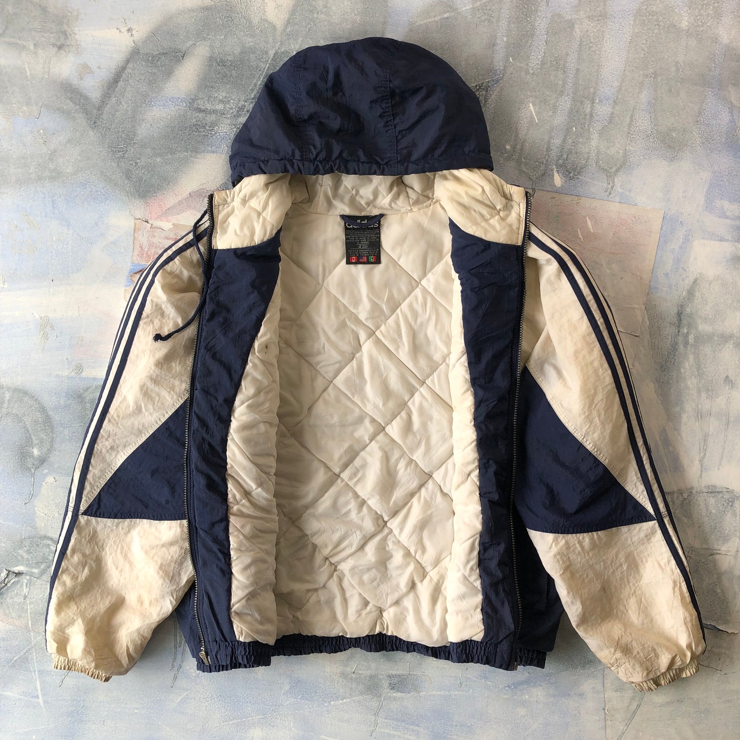 Vintage 90s Adidas Quilted Puffer Hooded Zip Jacket M
