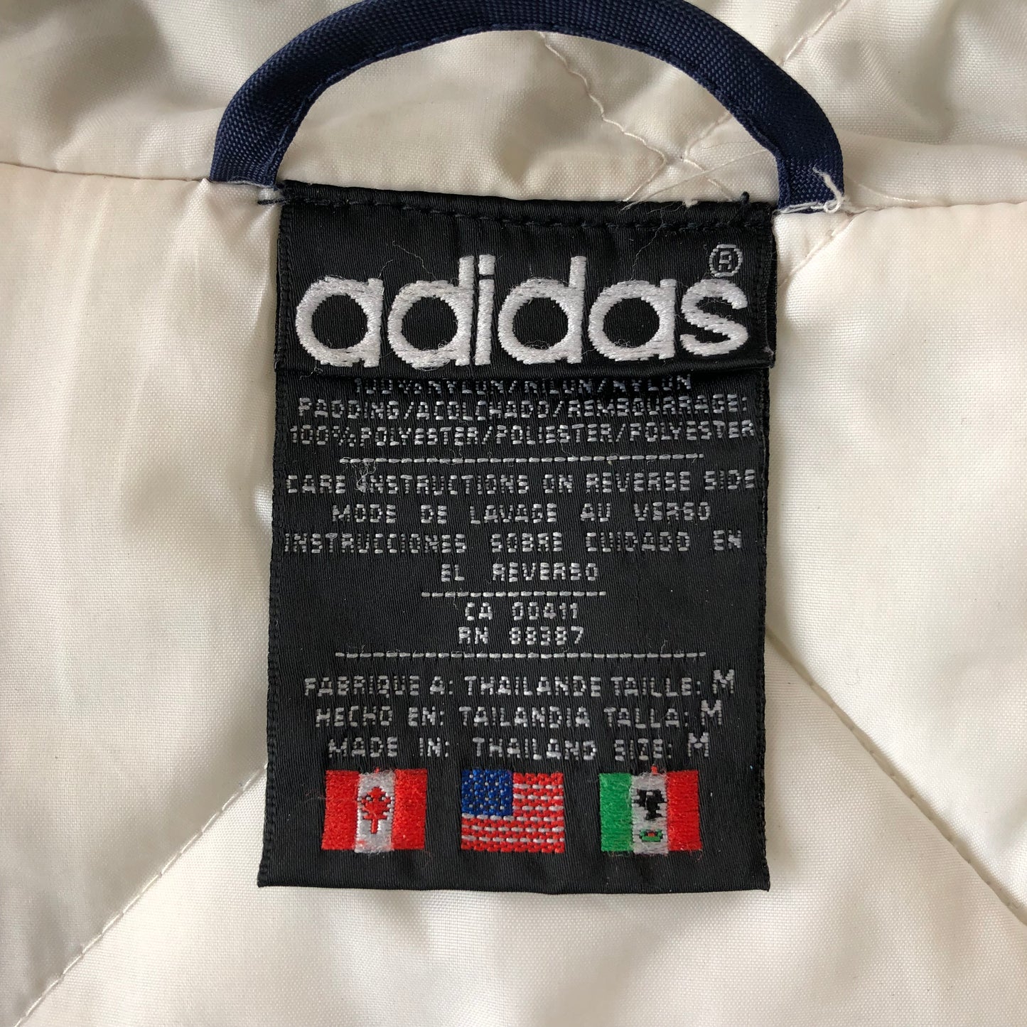 Vintage 90s Adidas Quilted Puffer Hooded Zip Jacket M