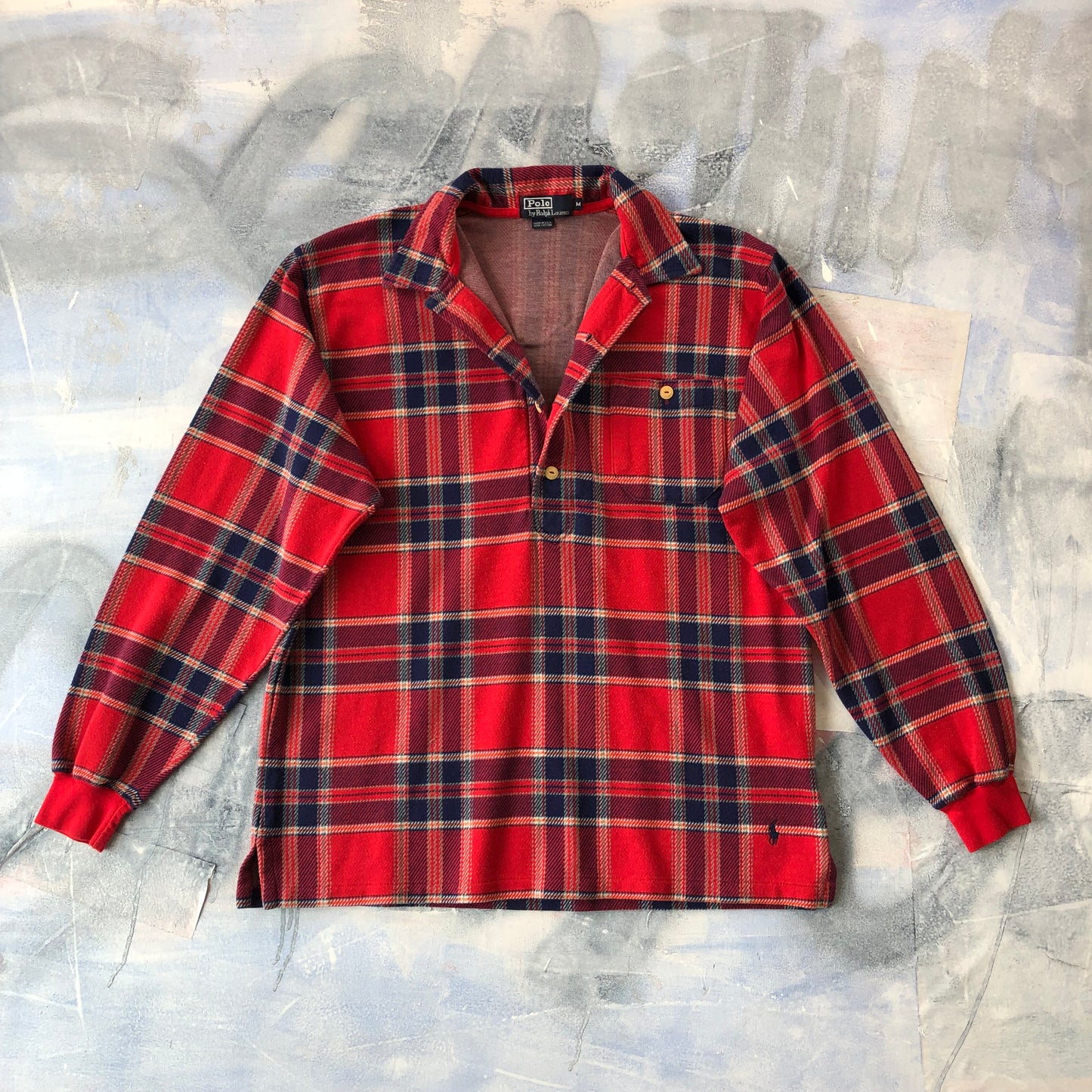 Polo Ralph Lauren Made in USA Quarter Button Rugby Plaid Shirt M