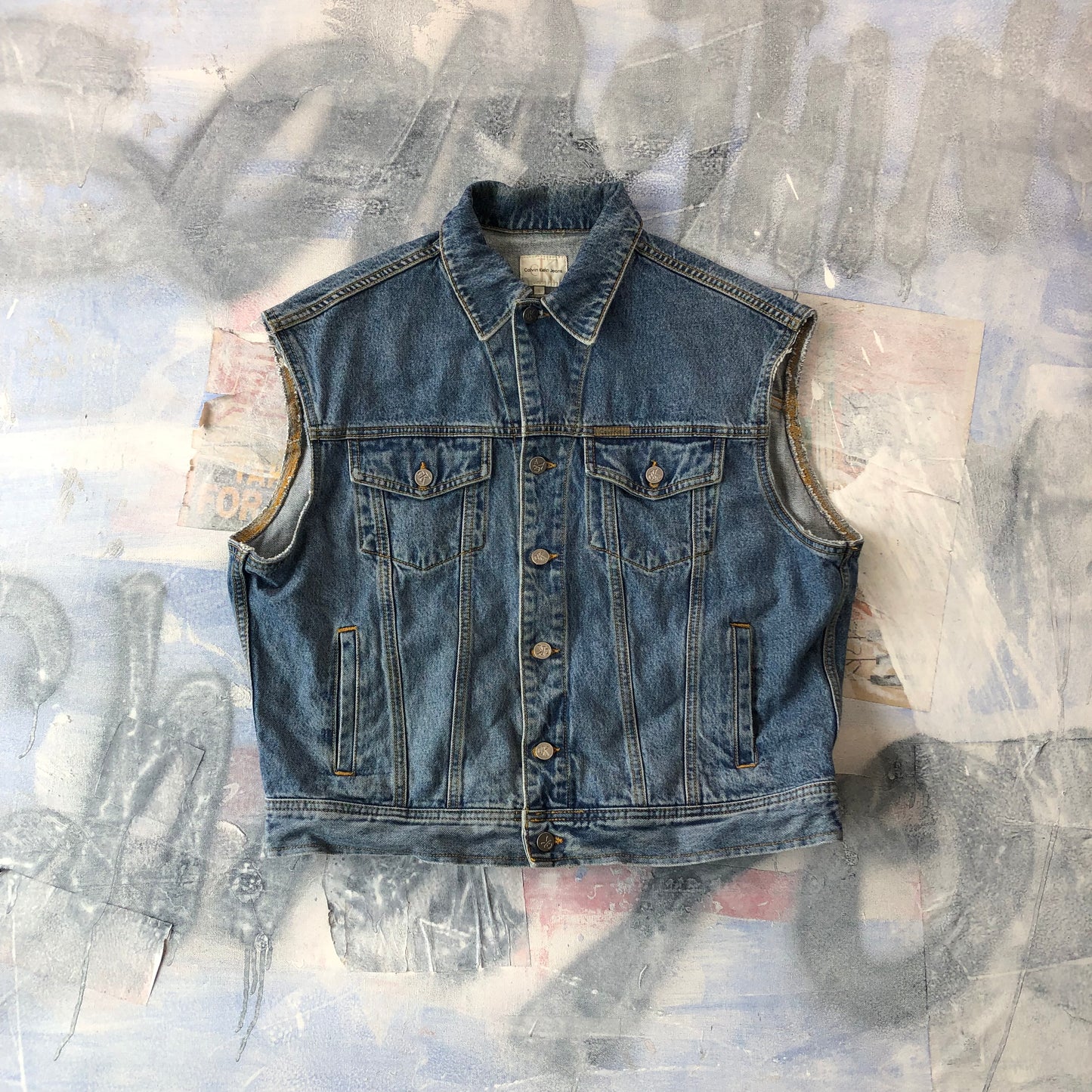 Calvin Klein 90s Denim Vest Button Jacket L