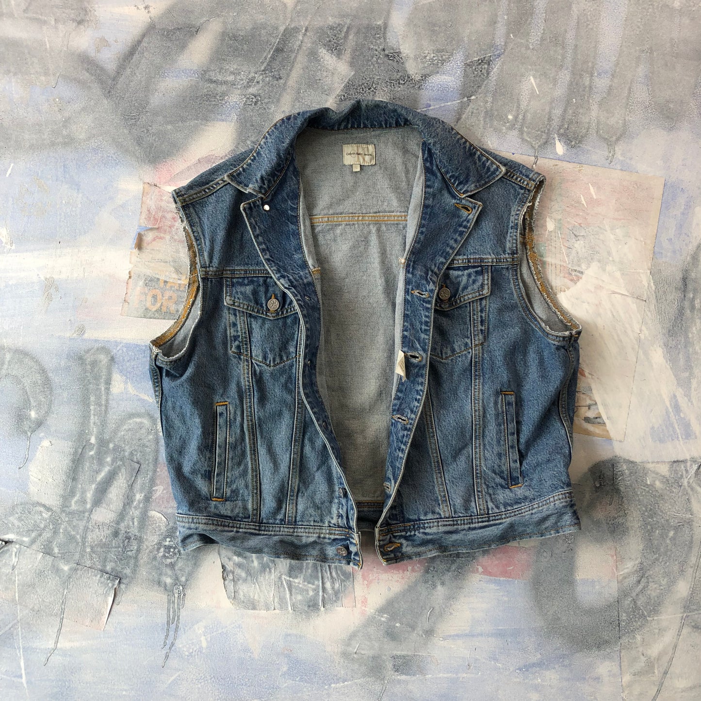 Calvin Klein 90s Denim Vest Button Jacket L