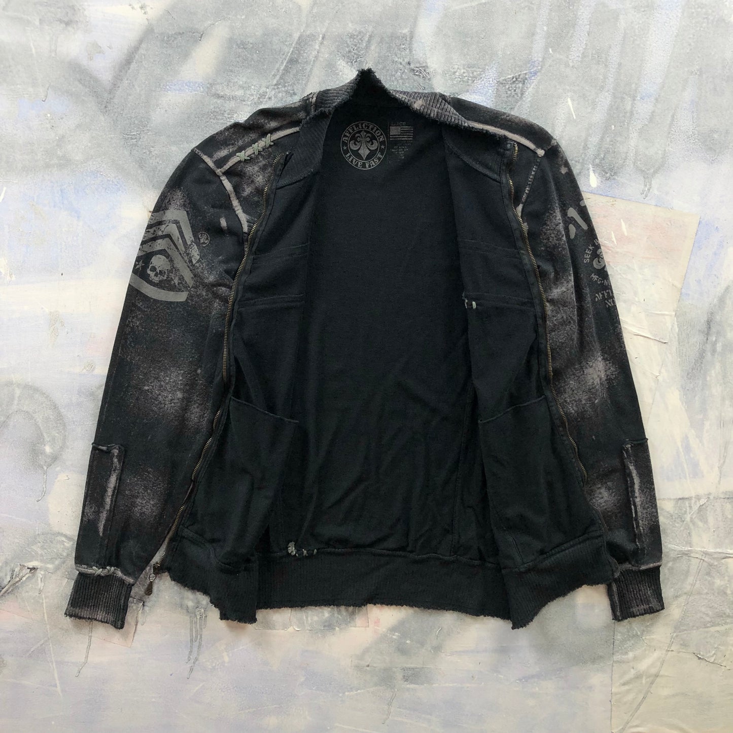 Vintage Y2K Affliction Live Fast Full Zip Sweatshirt L