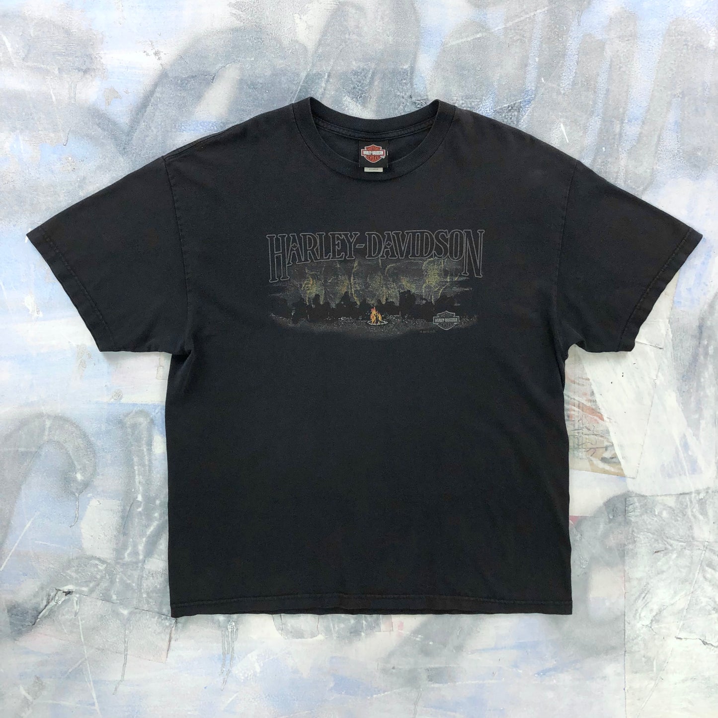 Vintage Harley Davidson Motorcycles Wolf Pack Campfire Victoria B.C T Shirt XL
