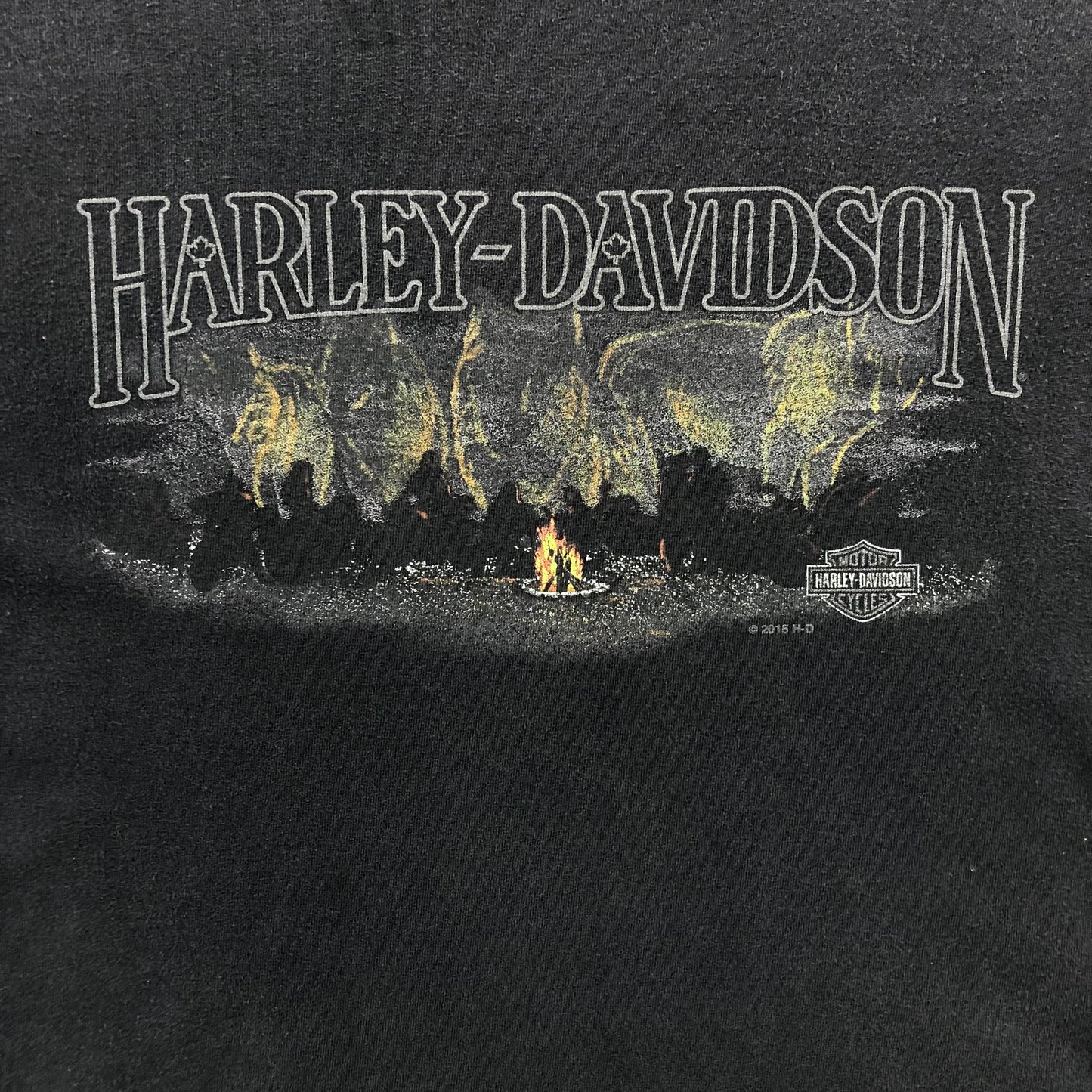 Vintage Harley Davidson Motorcycles Wolf Pack Campfire Victoria B.C T Shirt XL