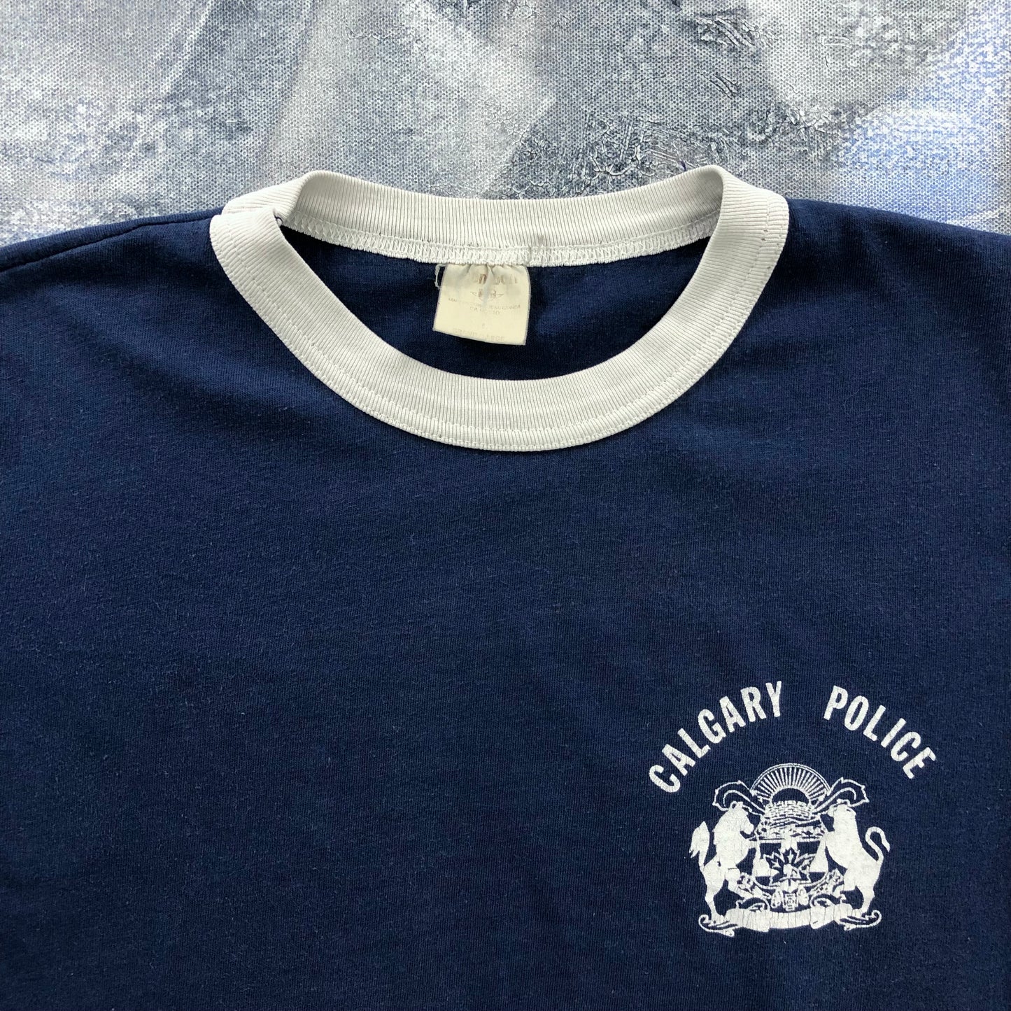 Vintage Calgary Police Single Stitch Ringer T Shirt L