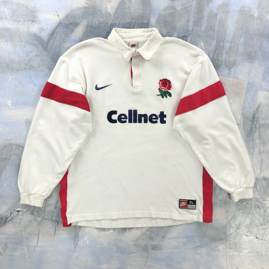 Vintage 90s Nike England Rugby Long Sleeve Polo Shirt XL