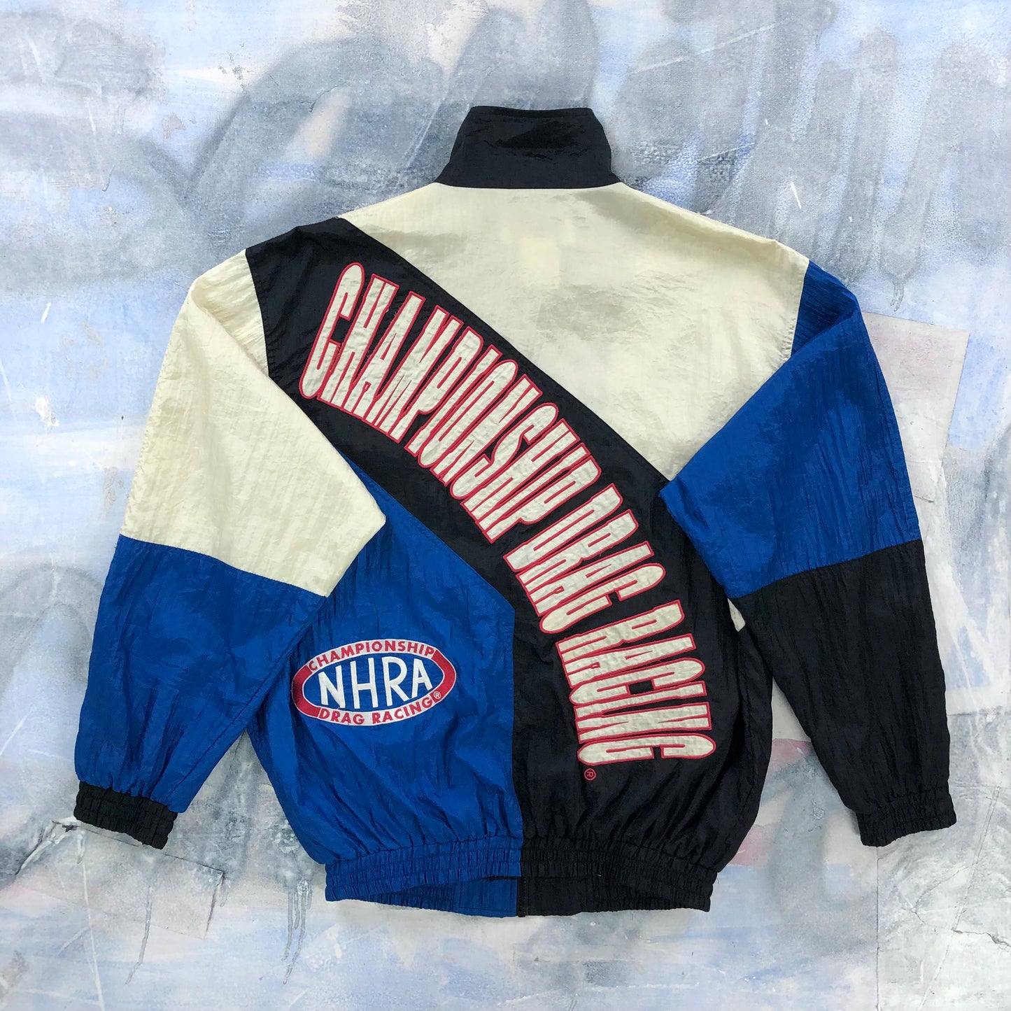 Vintage Delong NHRA Drag Racing Championship Full Zip Windbreaker Jacket L