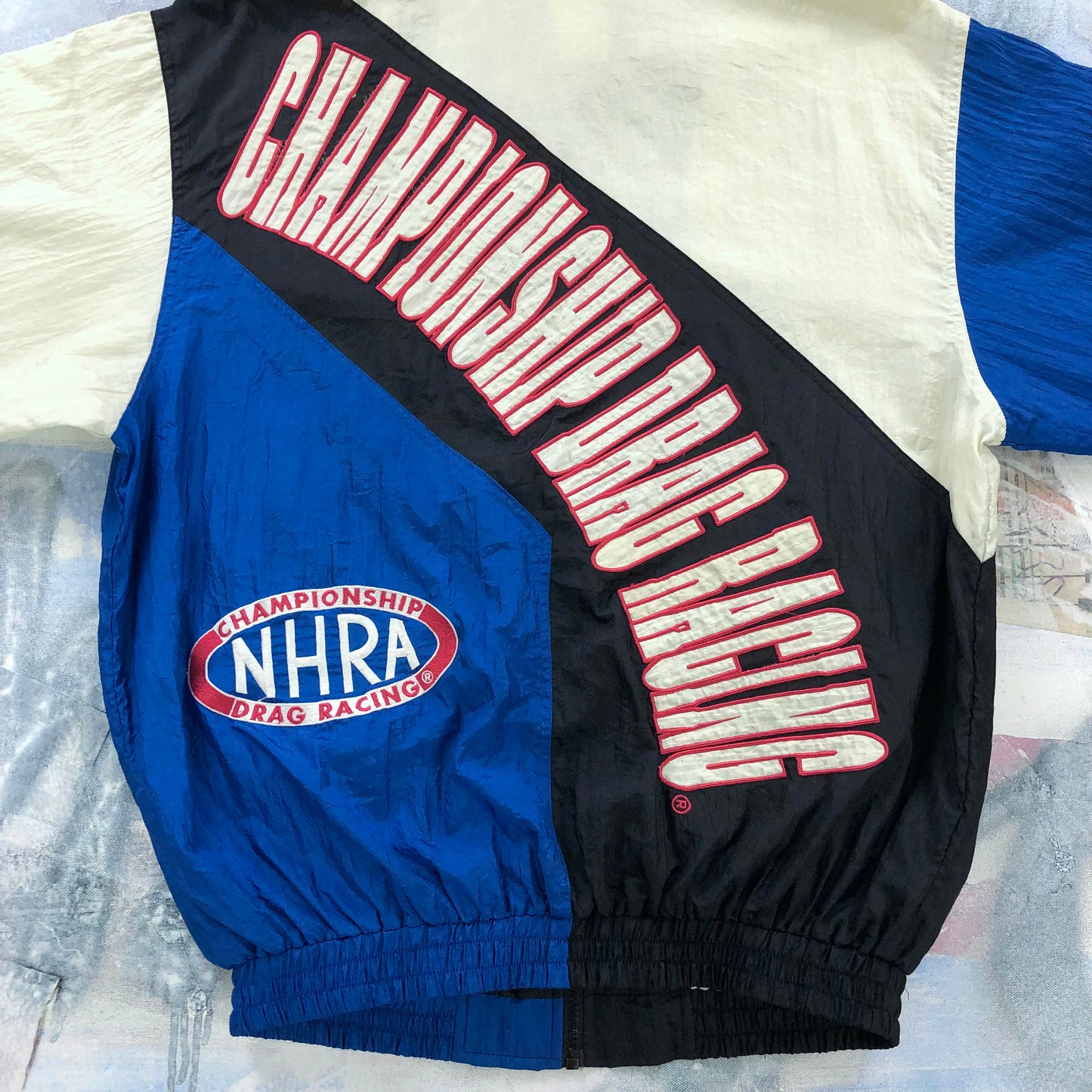 Vintage Delong NHRA Drag Racing Championship Full Zip Windbreaker Jacket L