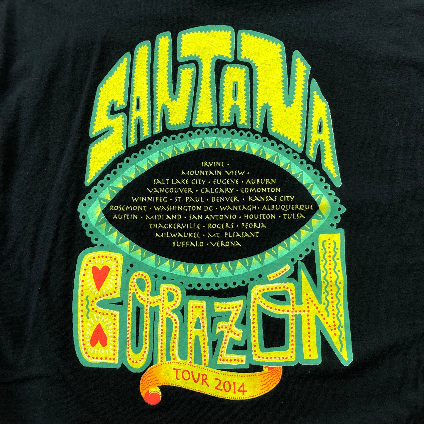Santana Corazon Tour 2014 T Shirt XL