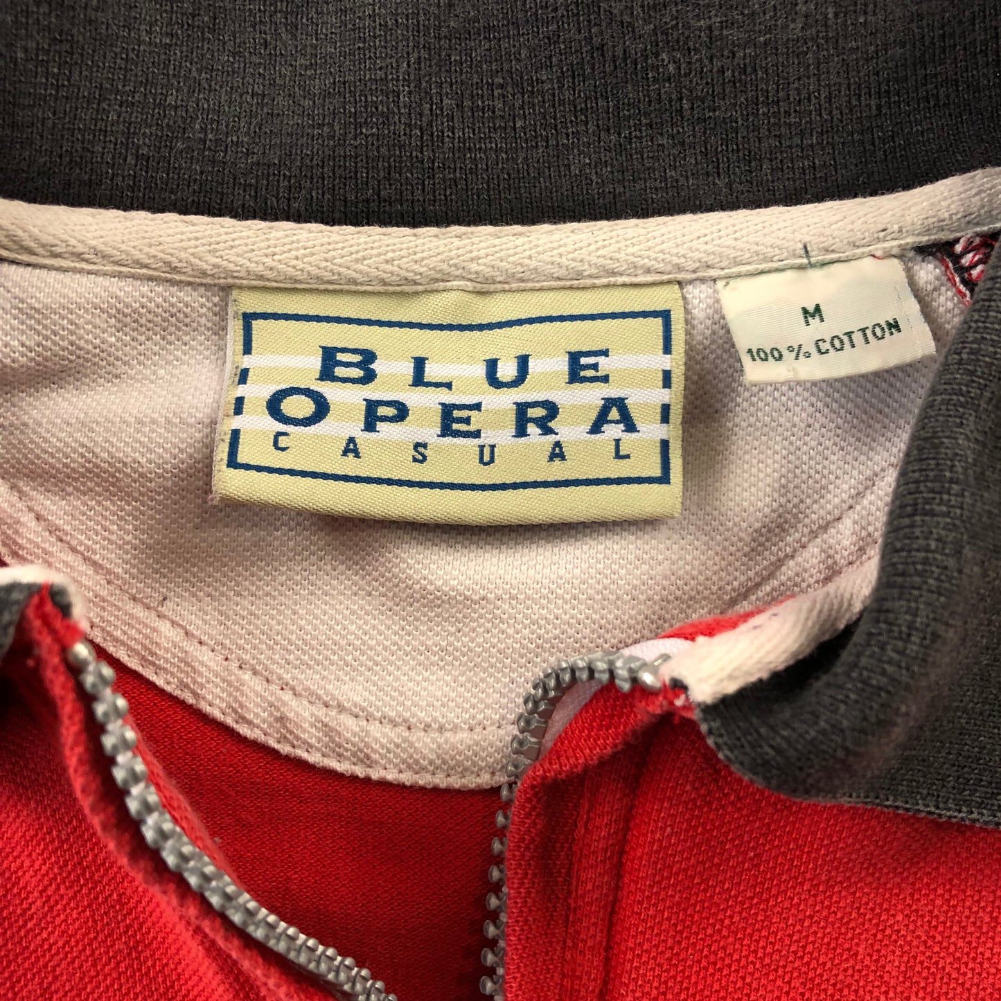 Blue Opera Casual Quarter Zip Polo Shirt M