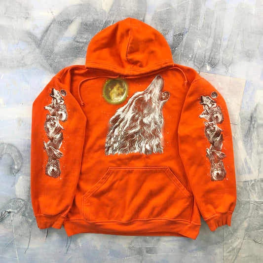 Vintage Wolf Pack Lobos Hoodie Sweatshirt L