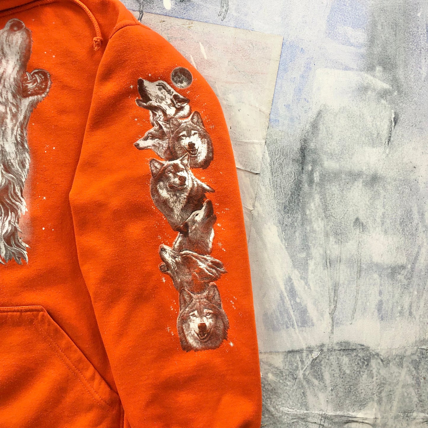 Vintage Wolf Pack Lobos Hoodie Sweatshirt L