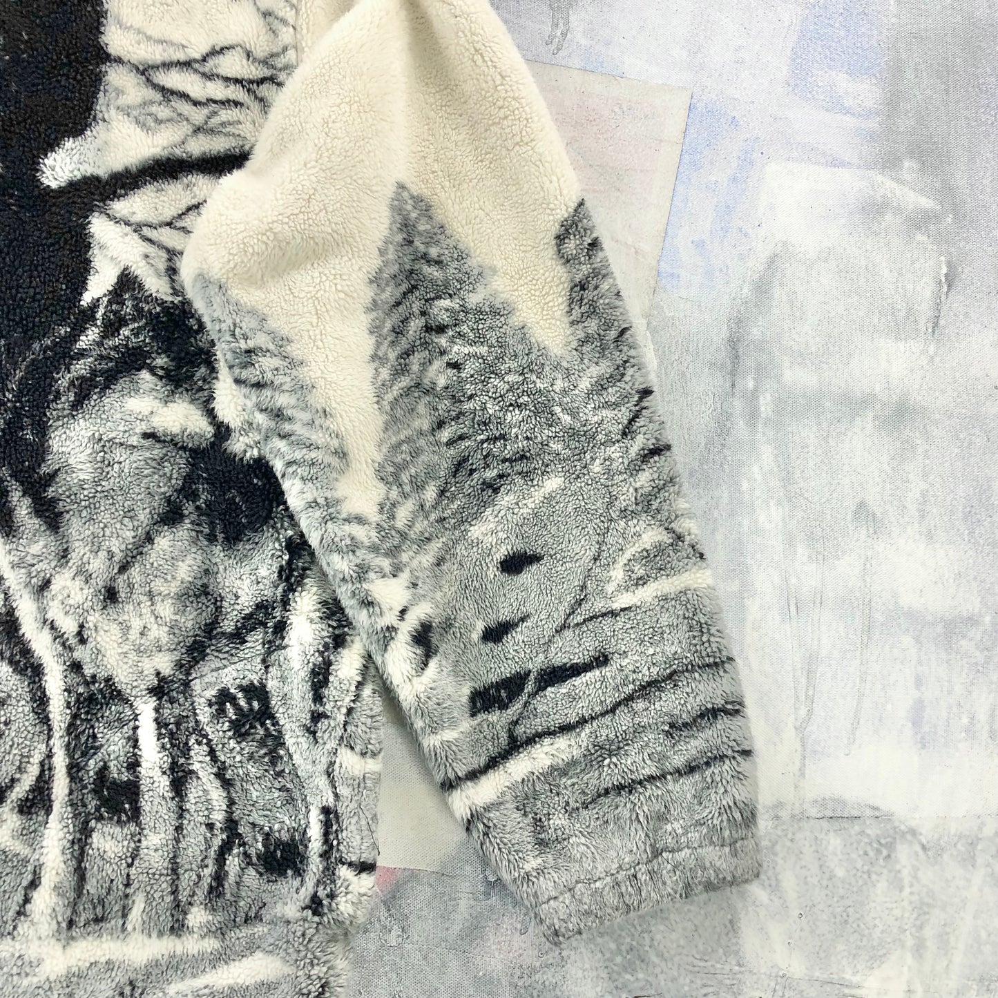 Vintage AOP Wolf Pack Full Zip Fleece Sweatshirt L