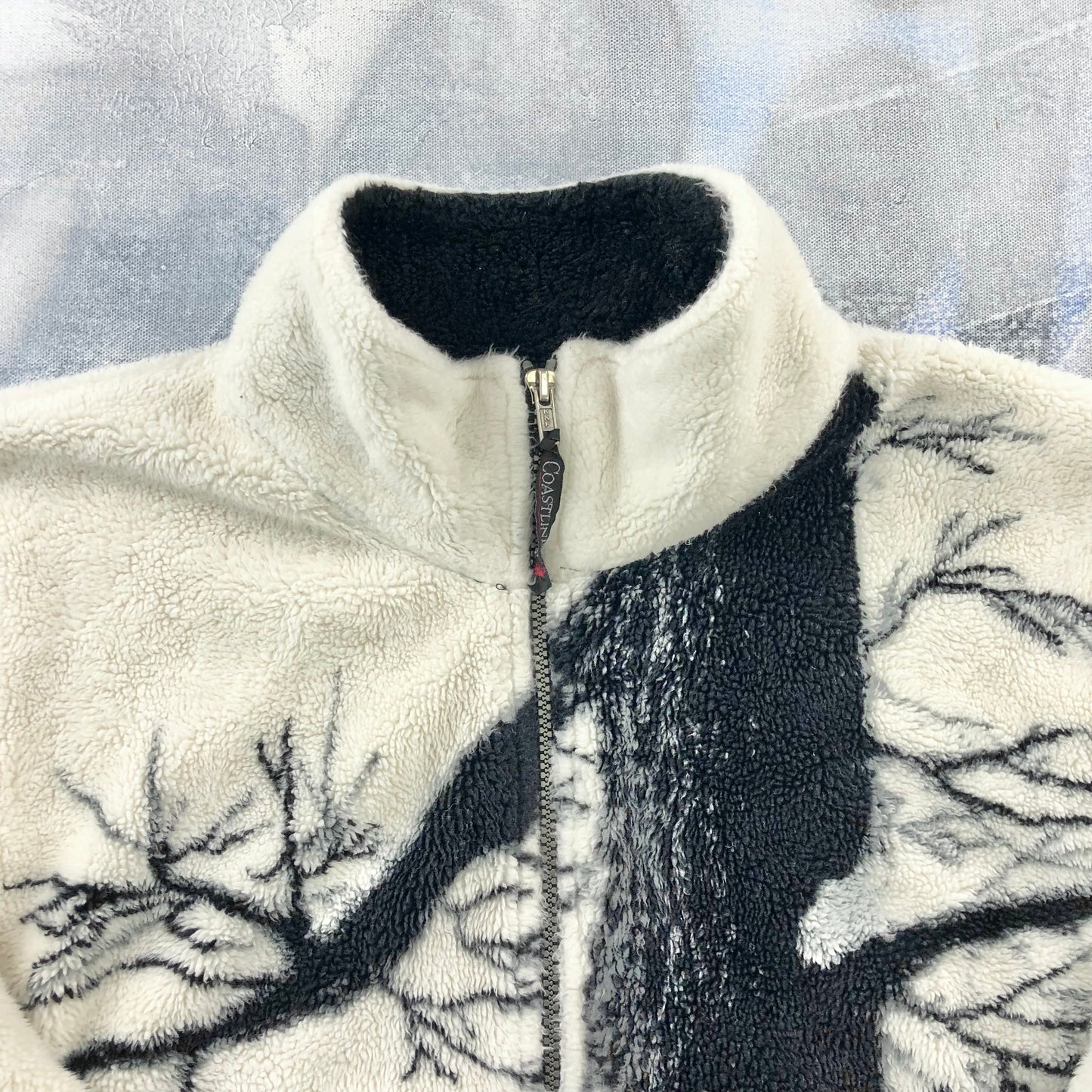Vintage AOP Wolf Pack Full Zip Fleece Sweatshirt L