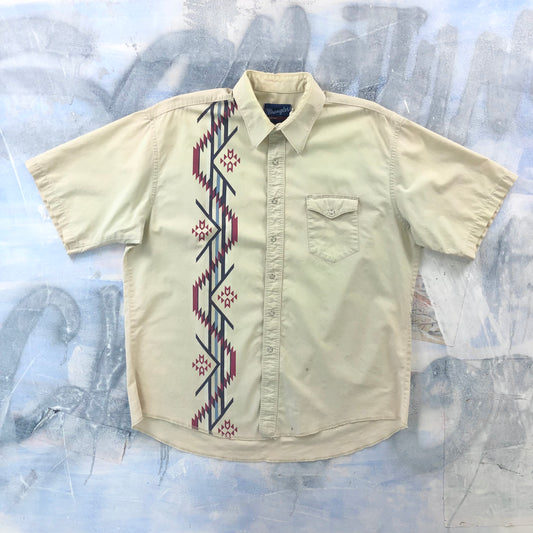 Vintage Wrangler Western Aztec Short Sleeve Button Shirt XXL