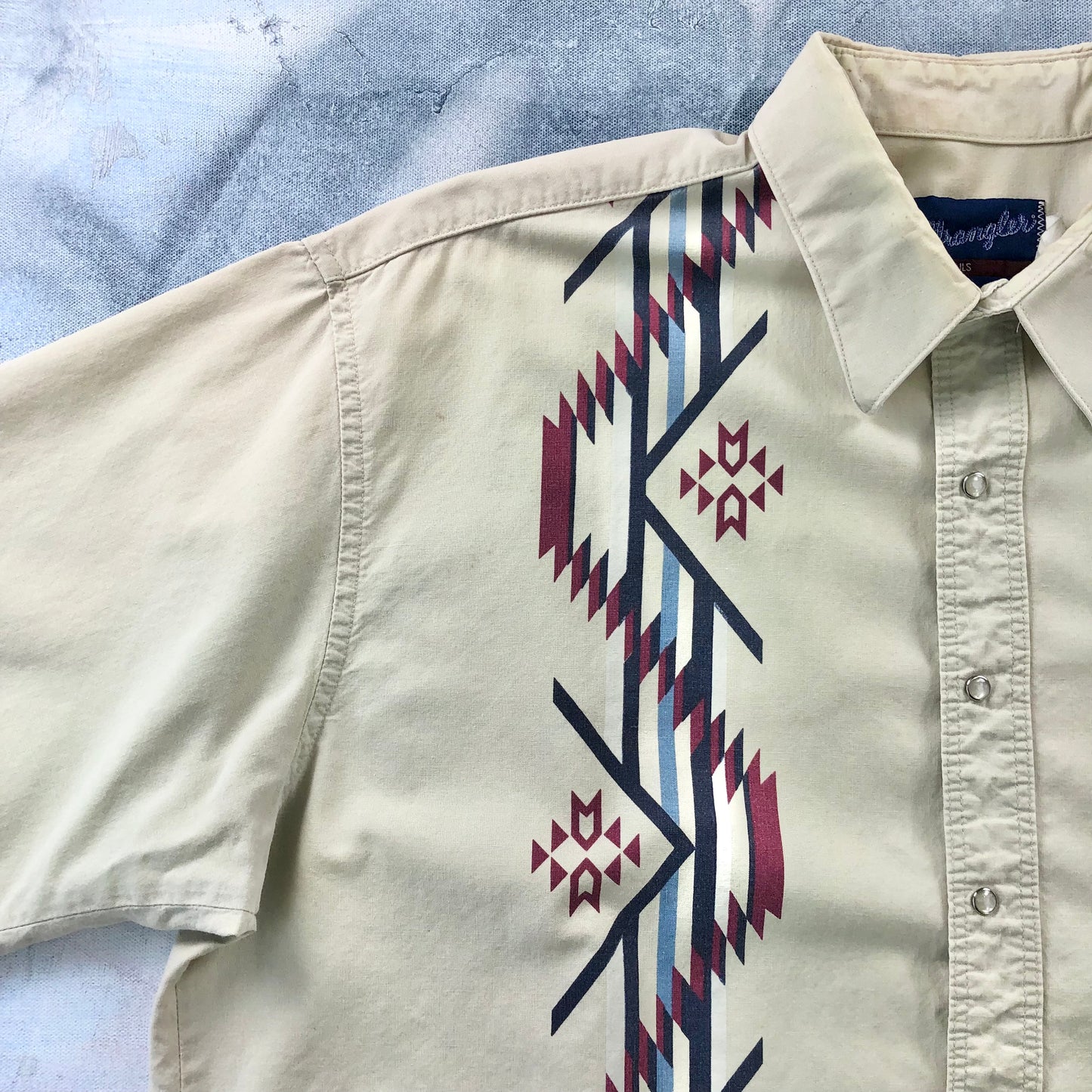 Vintage Wrangler Western Aztec Short Sleeve Button Shirt XXL