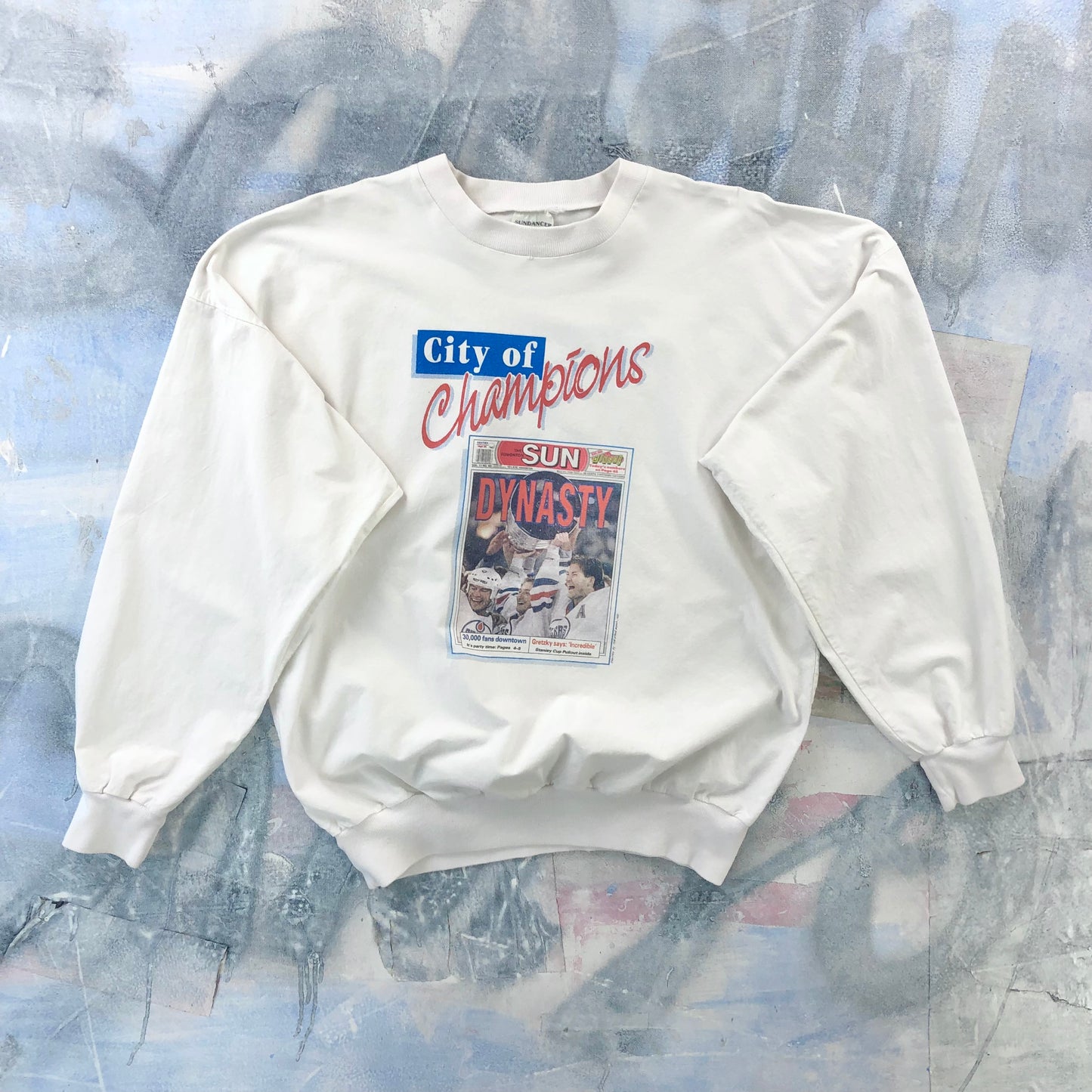 Vintage 90s City Of Champions Edmonton Oilers & Eskimos Back To Back Long Sleeve Shirt M