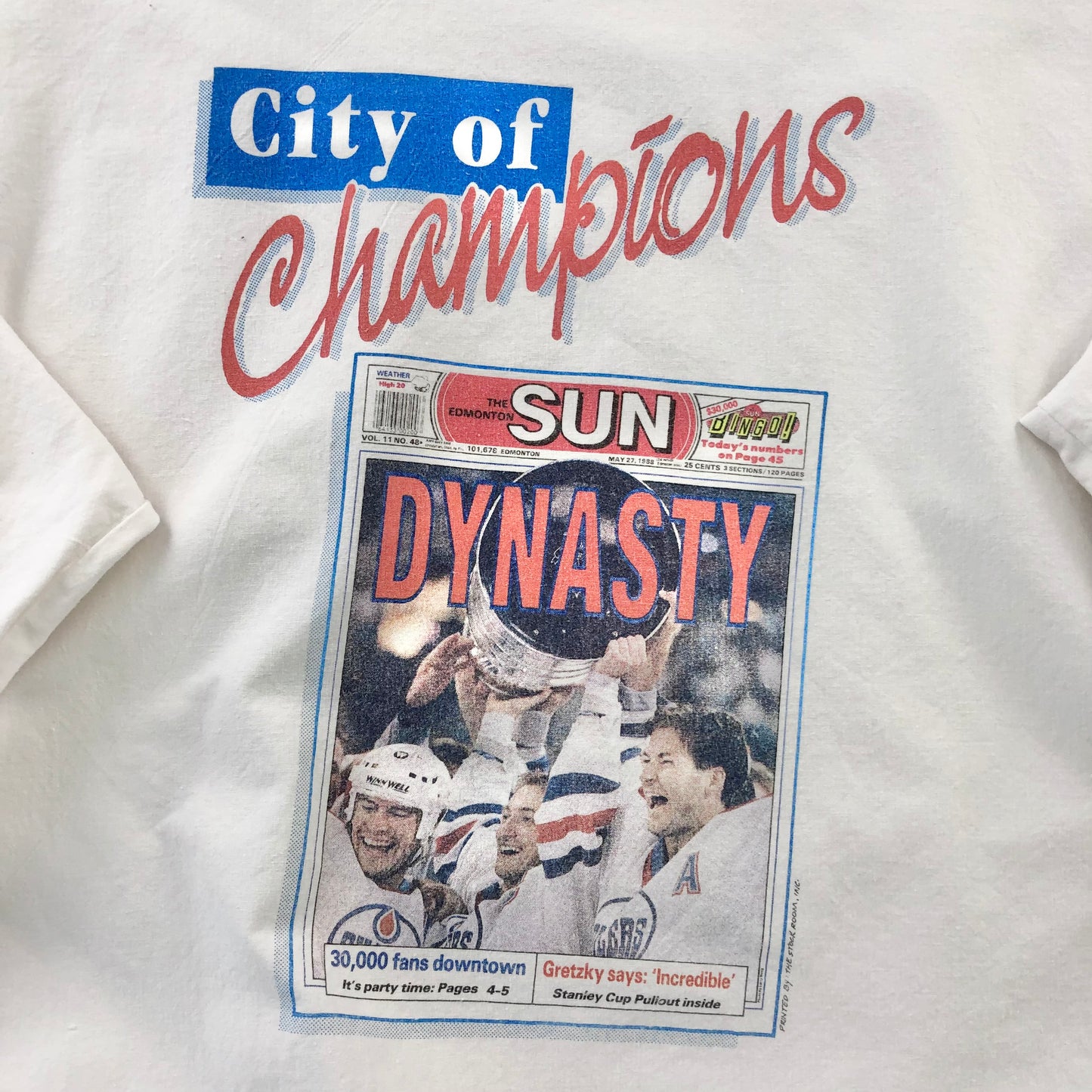 Vintage 90s City Of Champions Edmonton Oilers & Eskimos Back To Back Long Sleeve Shirt M