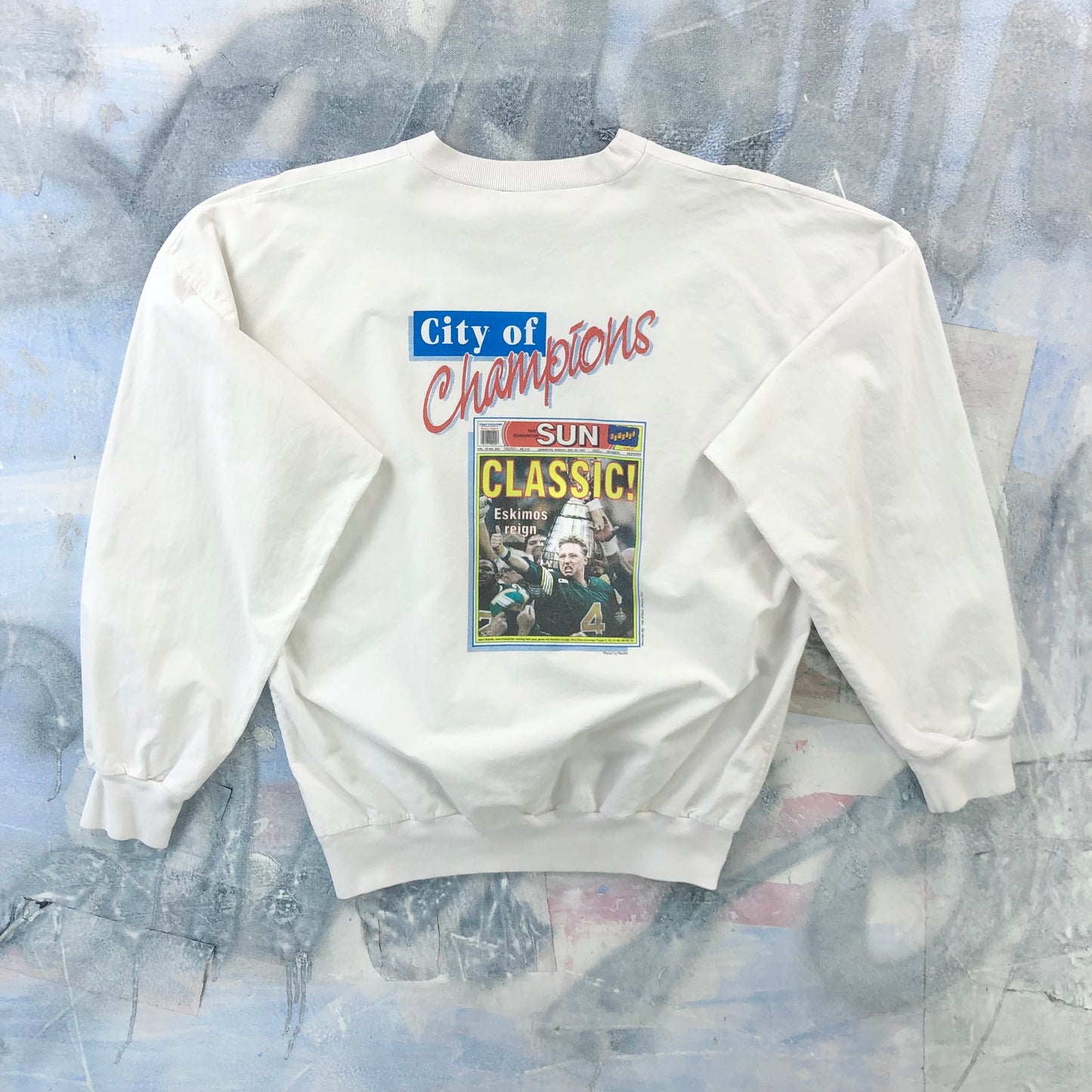 Vintage 90s City Of Champions Edmonton Oilers & Eskimos Back To Back Long Sleeve Shirt M