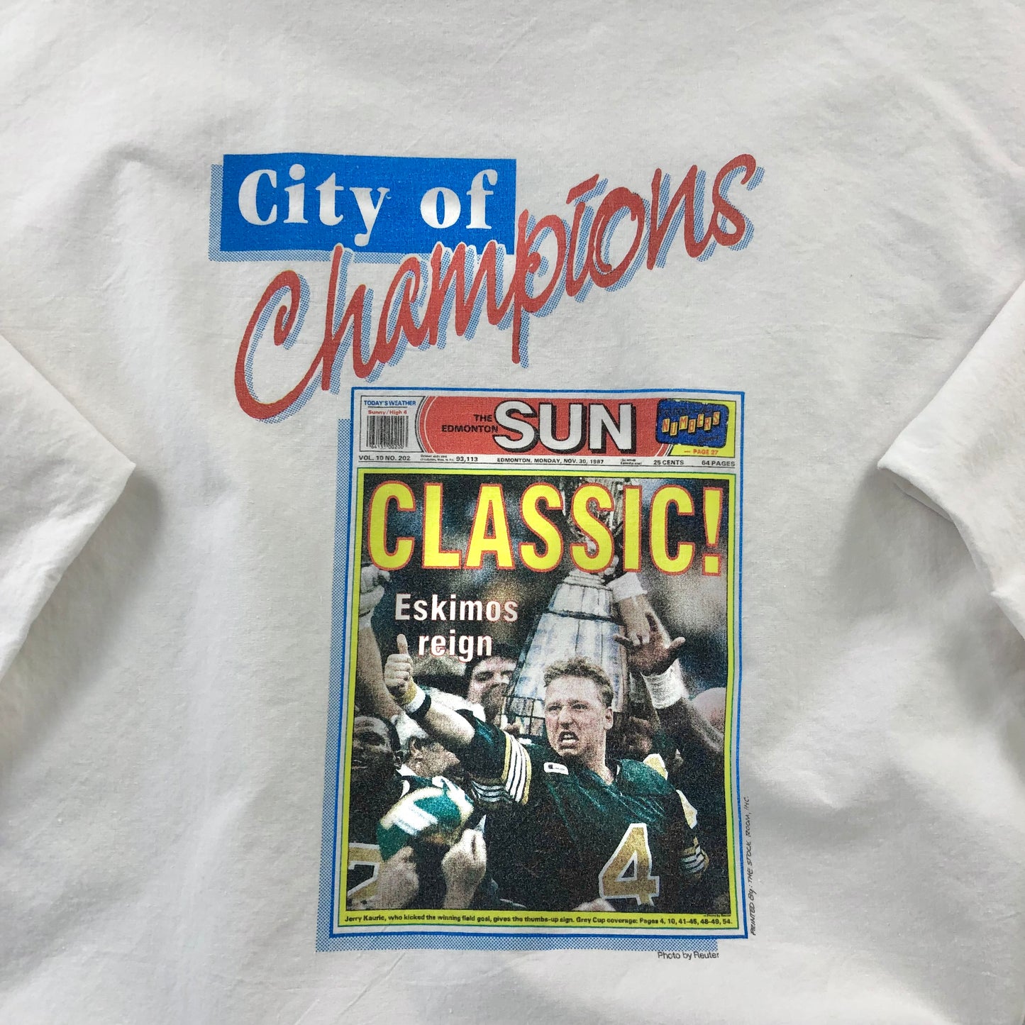 Vintage 90s City Of Champions Edmonton Oilers & Eskimos Back To Back Long Sleeve Shirt M