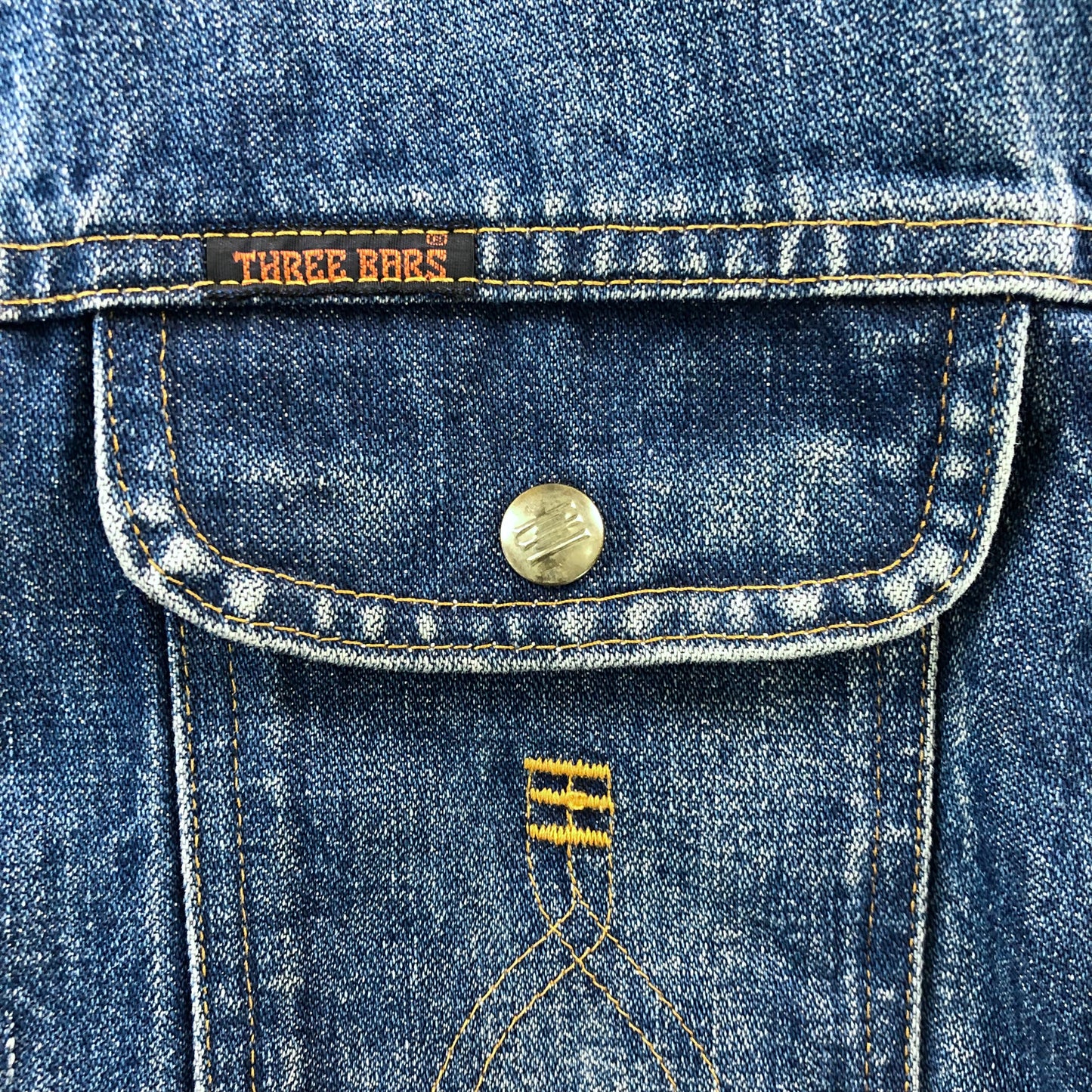 Vintage 90s Three Bars Zip Button Denim Jacket XXL