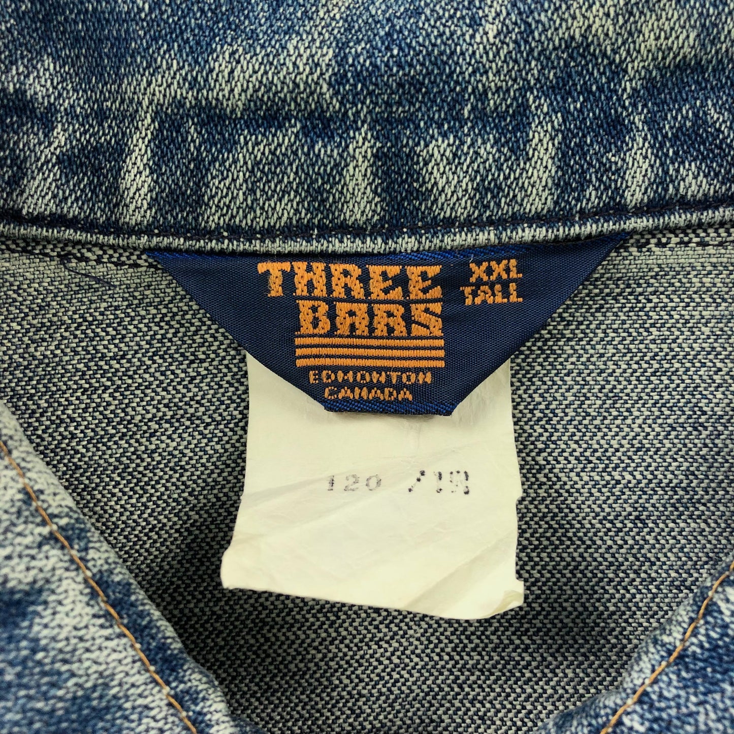 Vintage 90s Three Bars Zip Button Denim Jacket XXL