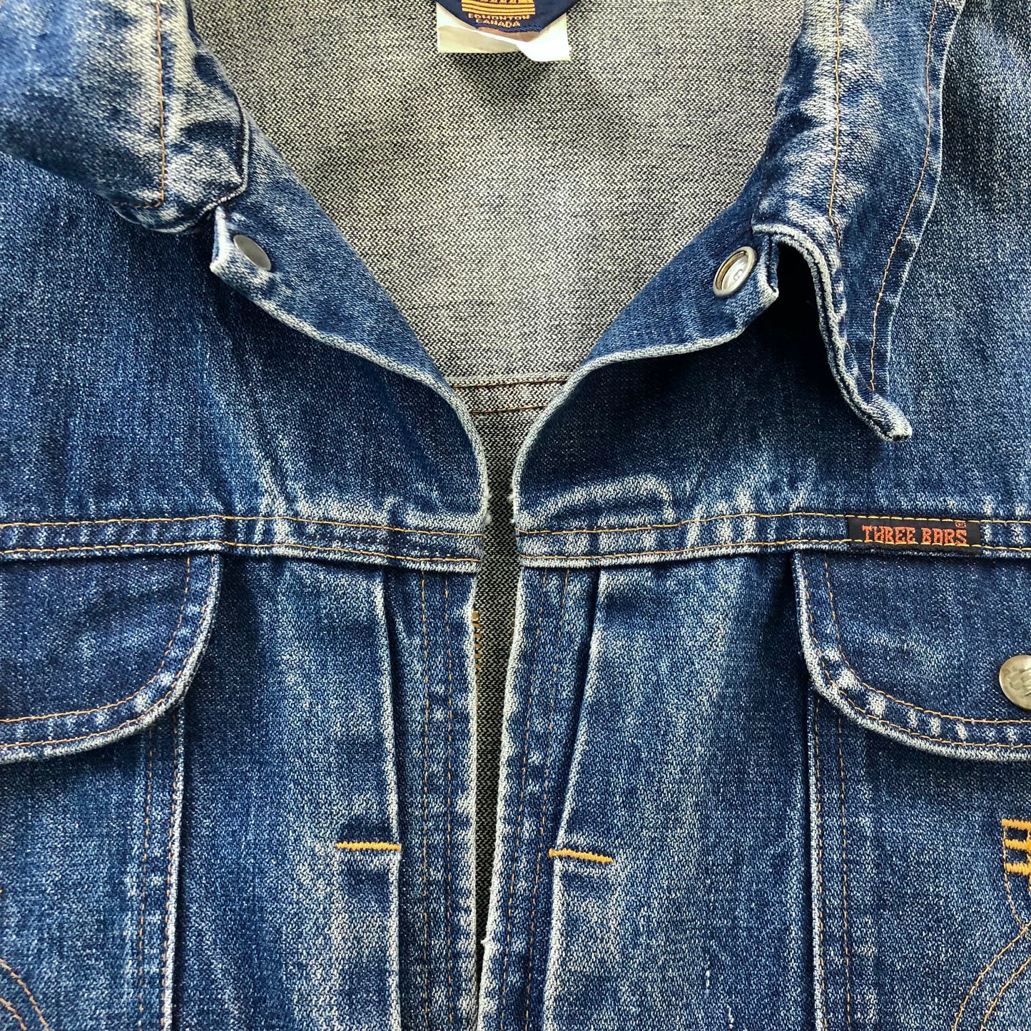 Vintage 90s Three Bars Zip Button Denim Jacket XXL