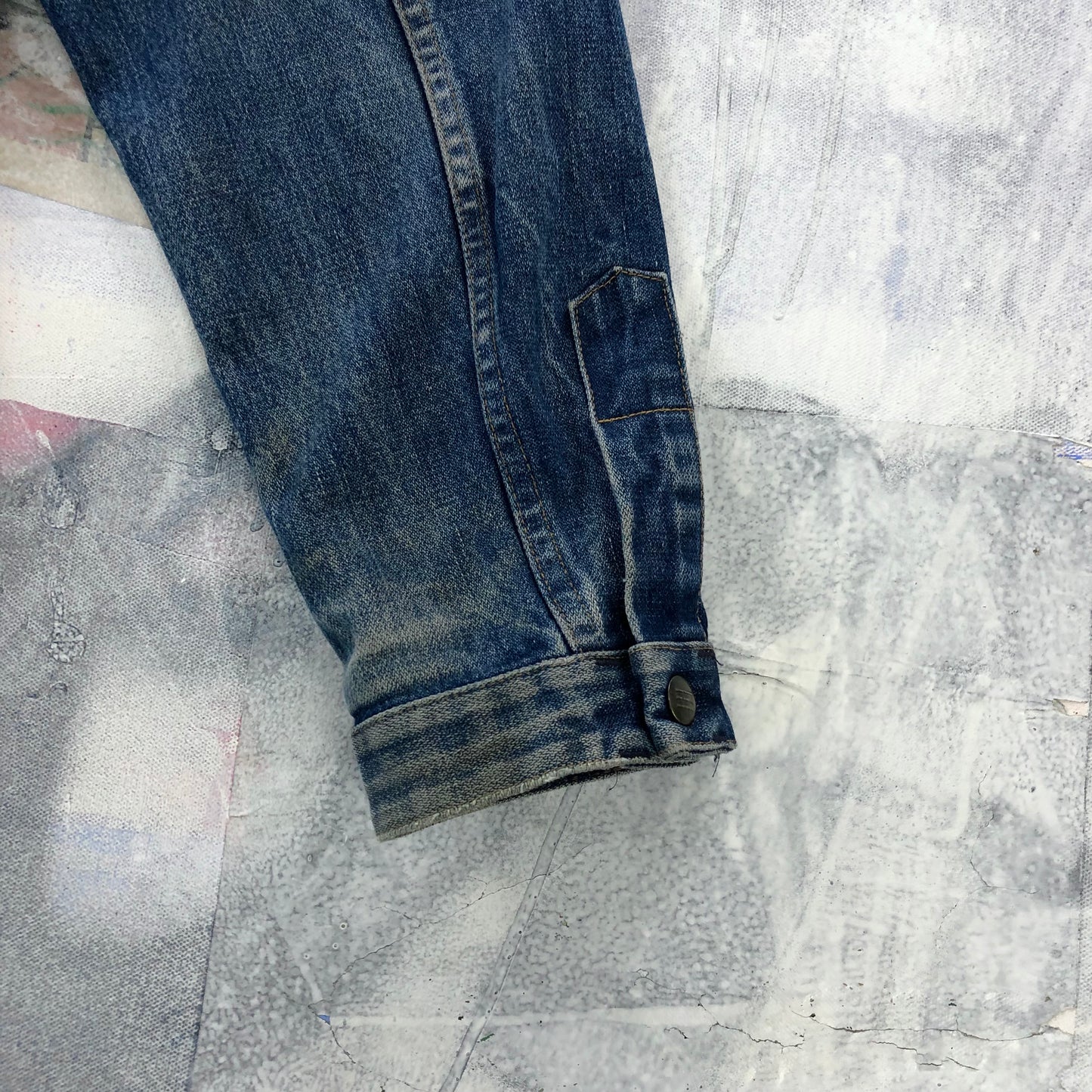 Vintage 90s Three Bars Zip Button Denim Jacket XXL