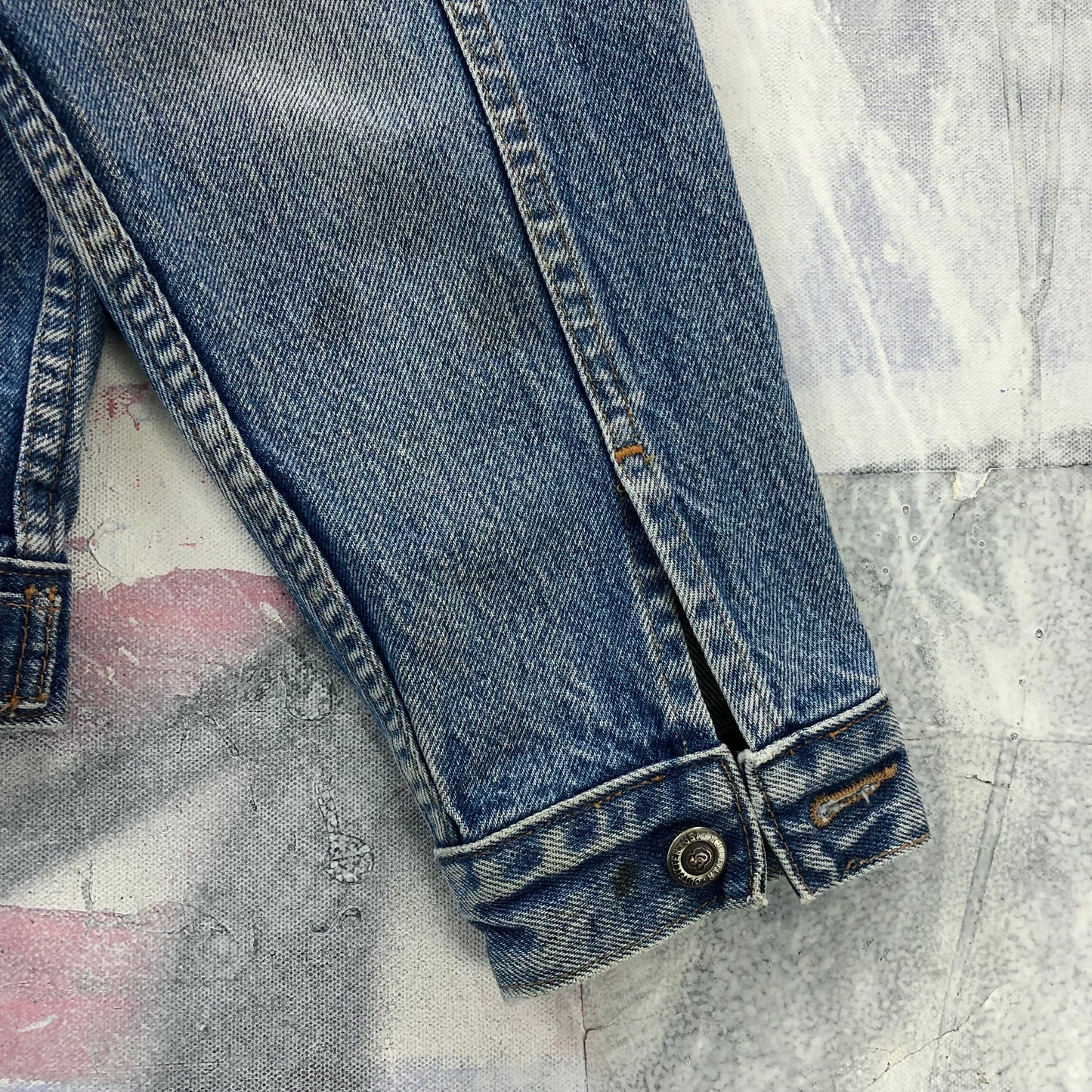 Vintage USA Schafer Outfitter Western Leather Collar Button Denim Jacket L