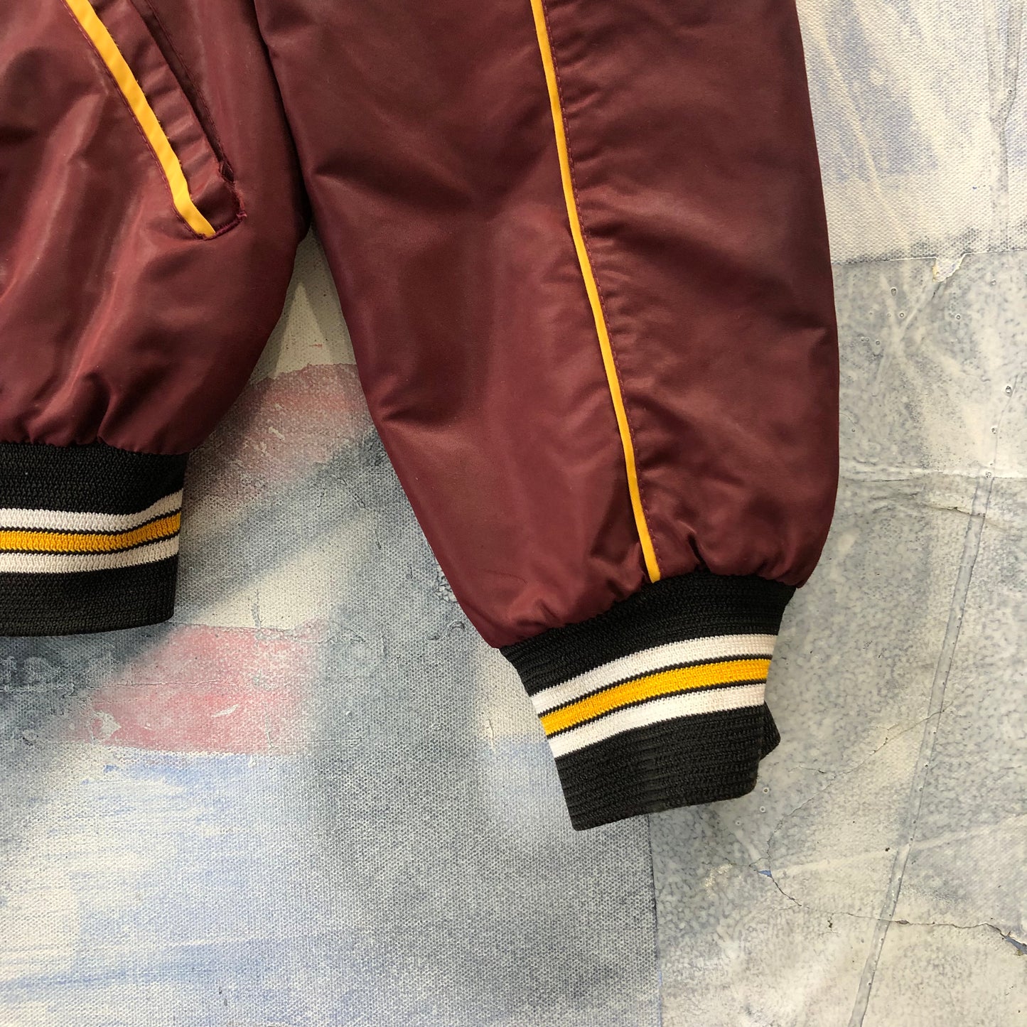 Vintage 80s Marv Holland Hays Custom Name Barry Quilted Lined Varsity Button Bomber Jacket L