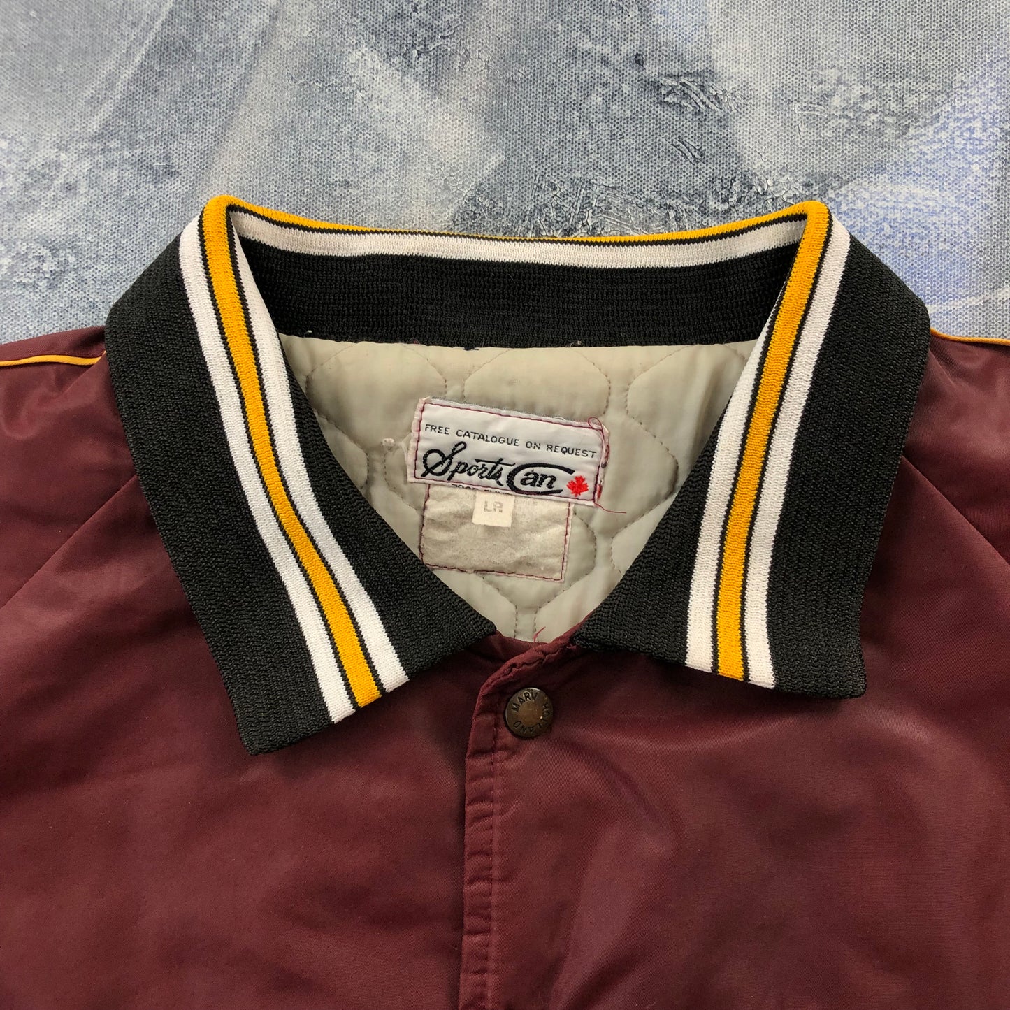 Vintage 80s Marv Holland Hays Custom Name Barry Quilted Lined Varsity Button Bomber Jacket L