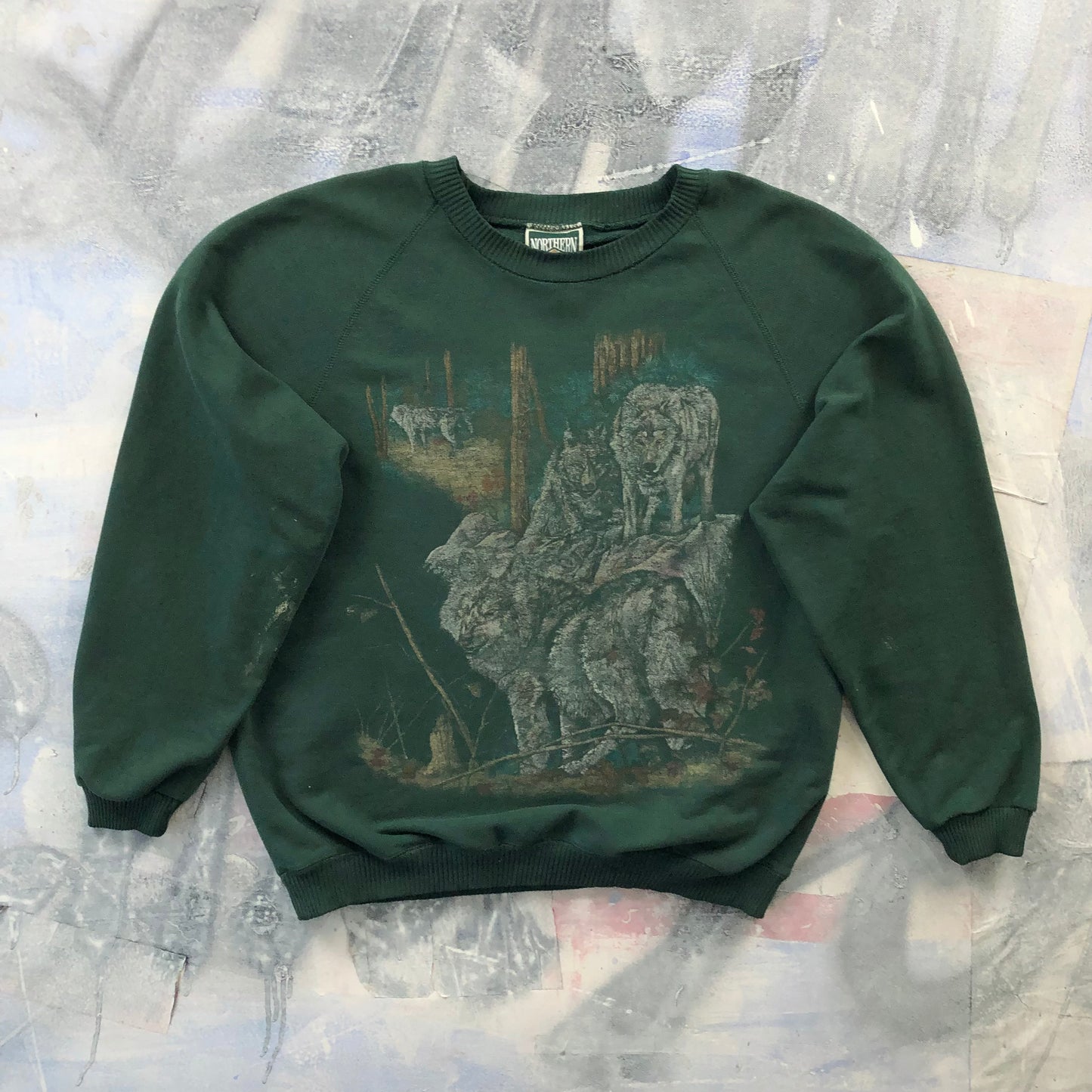Vintage Northern Elements Wolf Pack Crewneck Sweatshirt S