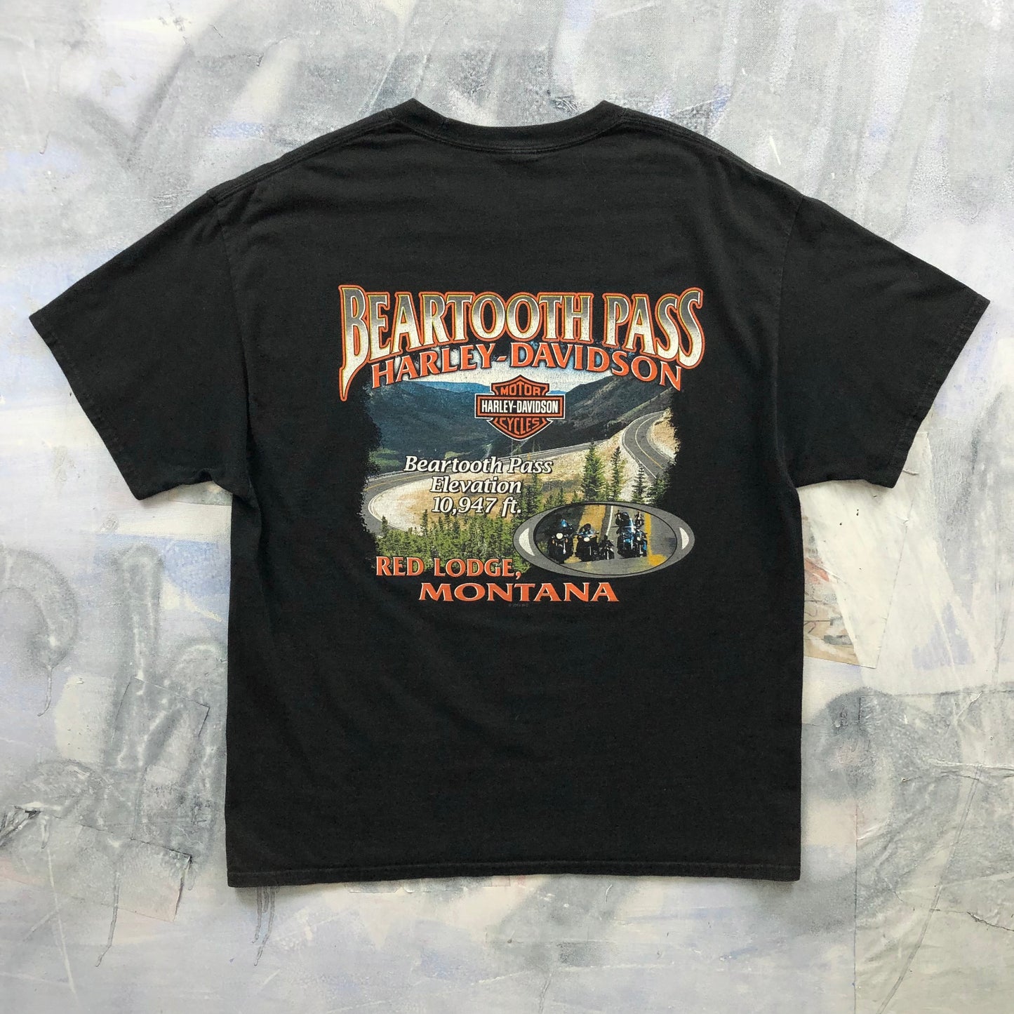 Vintage Harley Davidson Motorcycles Beartooth Pass Red Lodge Montana Eagle T Shirt XL