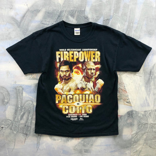 Vintage 2009 Boxing World Welterweight Championship Pacquiao Vs Cotto Fire Power T Shirt L