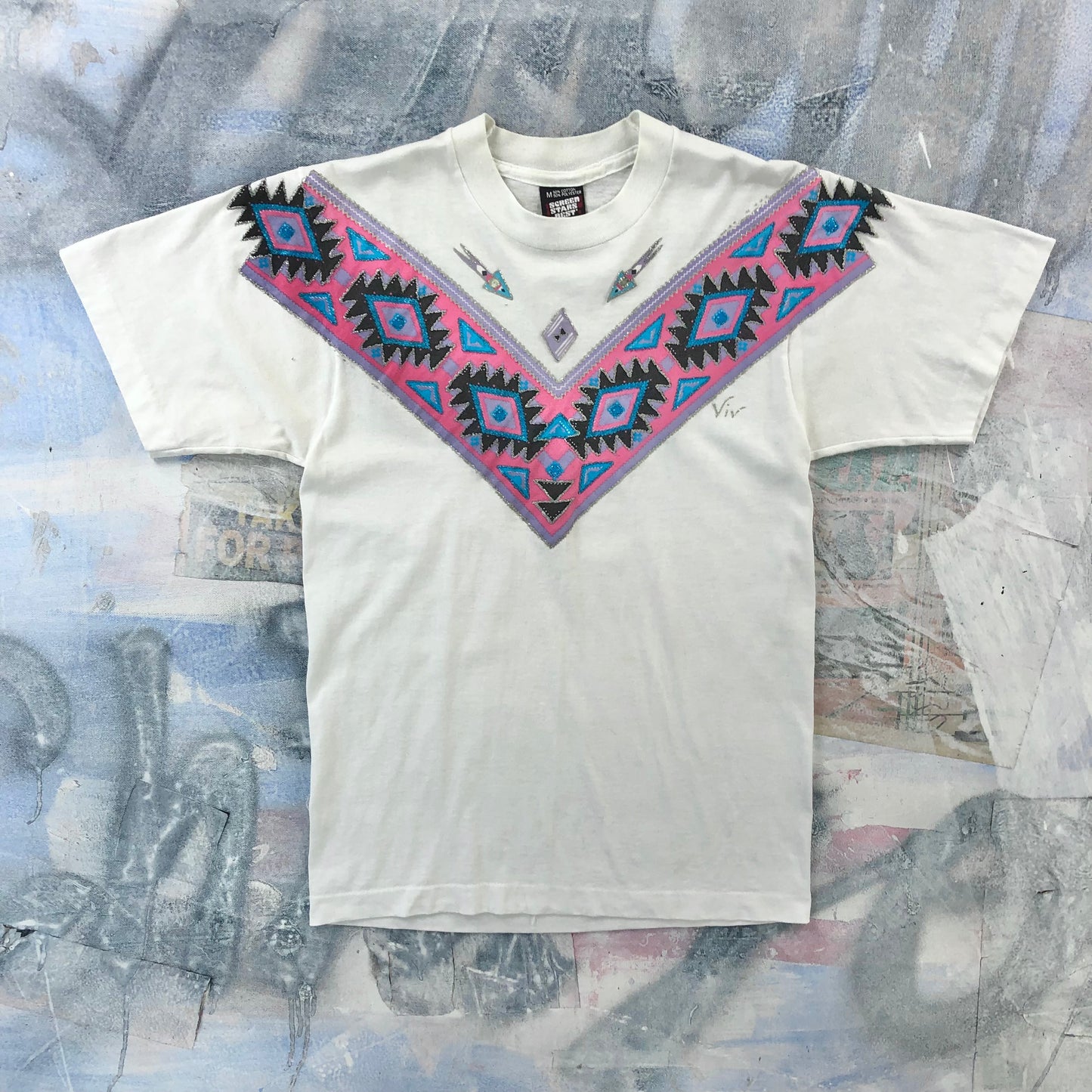 Vintage 90s USA Western Aztec Style T Shirt M
