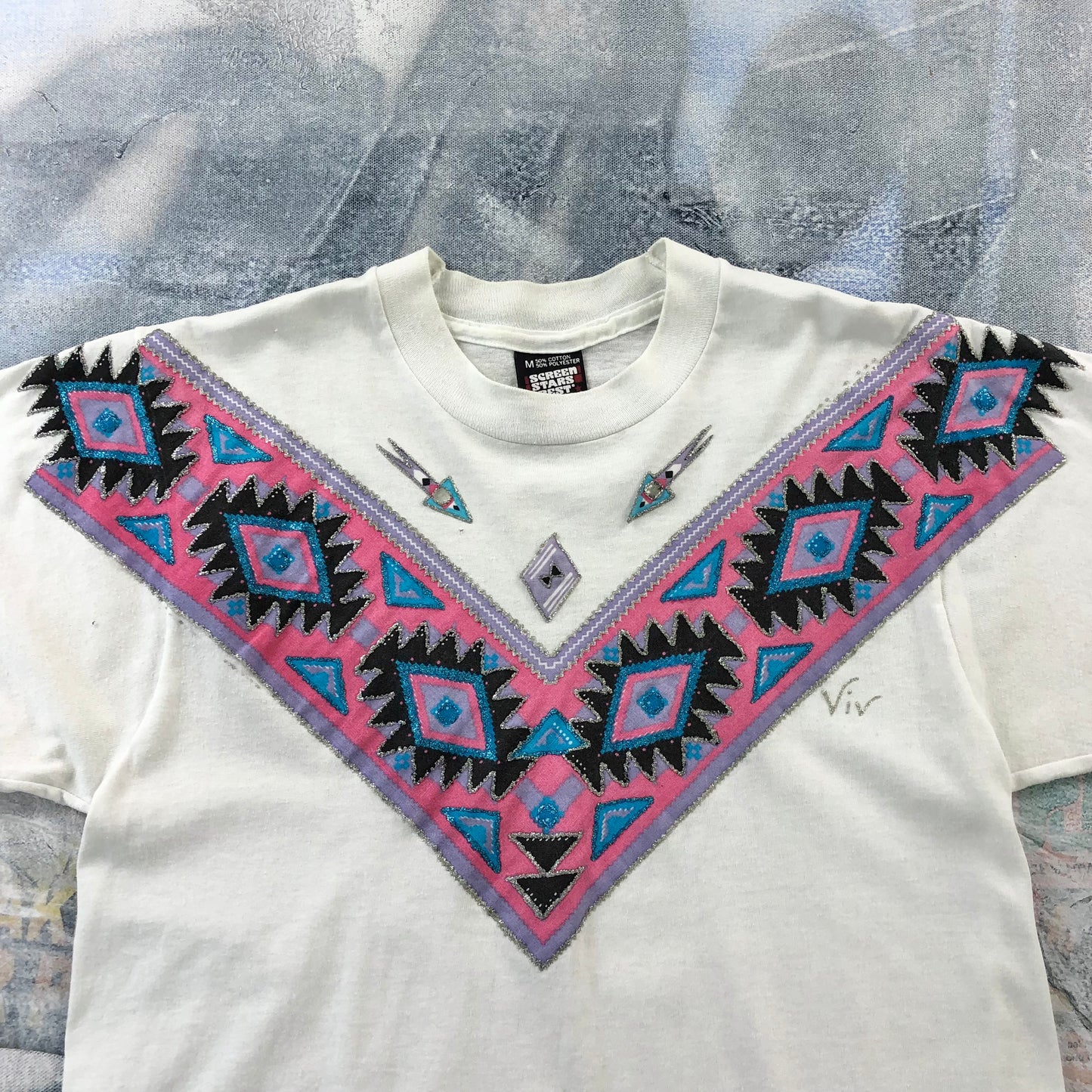 Vintage 90s USA Western Aztec Style T Shirt M