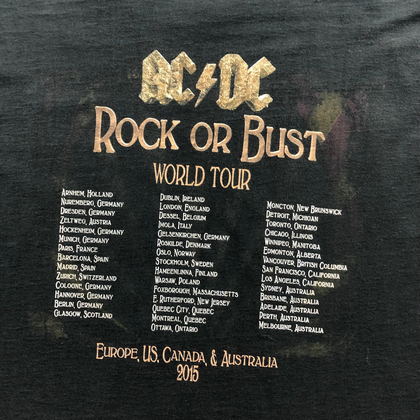 Vintage ACDC 2015 Rock Or Bust World Tour T Shirt XL
