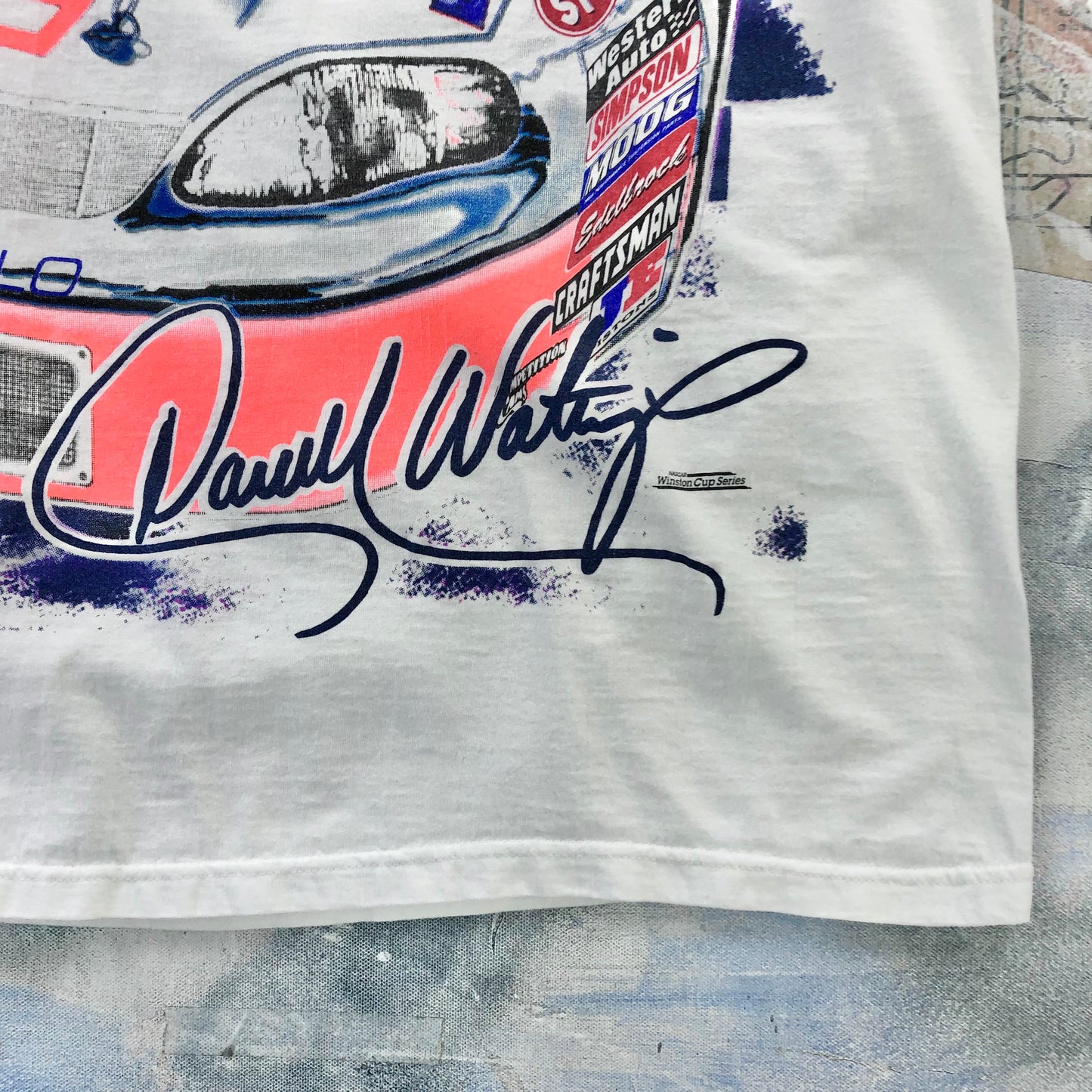 Vintage 90s USA Darrel Waltrip Nascar 25th Anniversary AOP T Shirt XXL