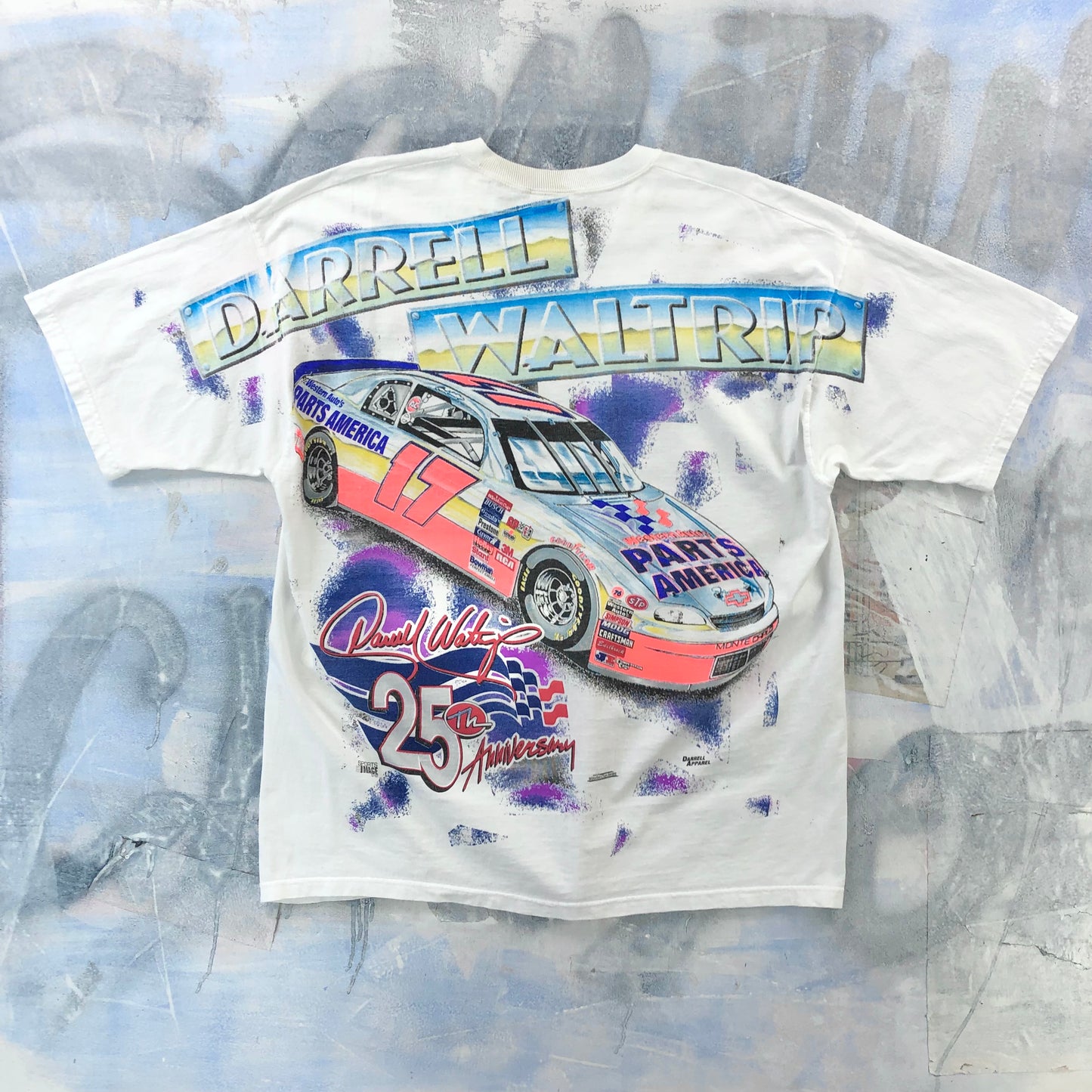 Vintage 90s USA Darrel Waltrip Nascar 25th Anniversary AOP T Shirt XXL