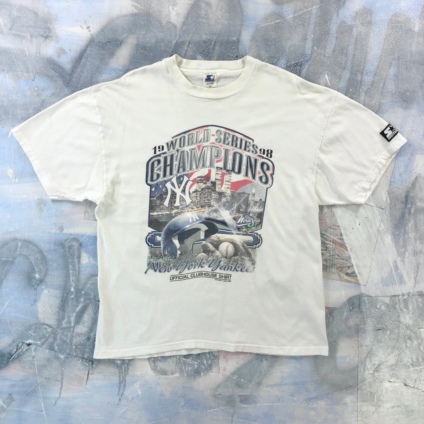 Vintage 90s Starter MLB 1998 World Series Champions New York Yankees Single Stitch T Shirt L