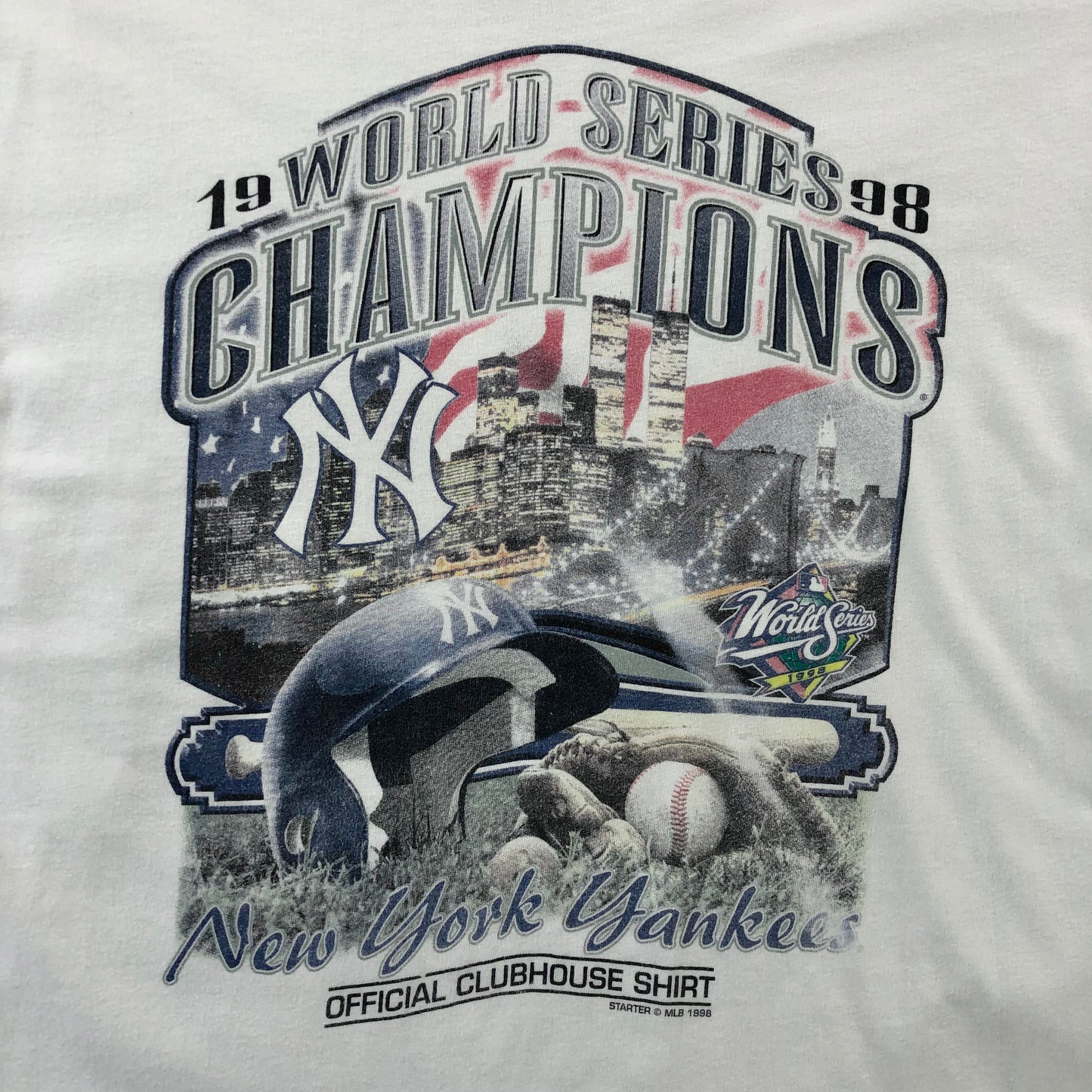 Vintage 90s Starter MLB 1998 World Series Champions New York Yankees Single Stitch T Shirt L