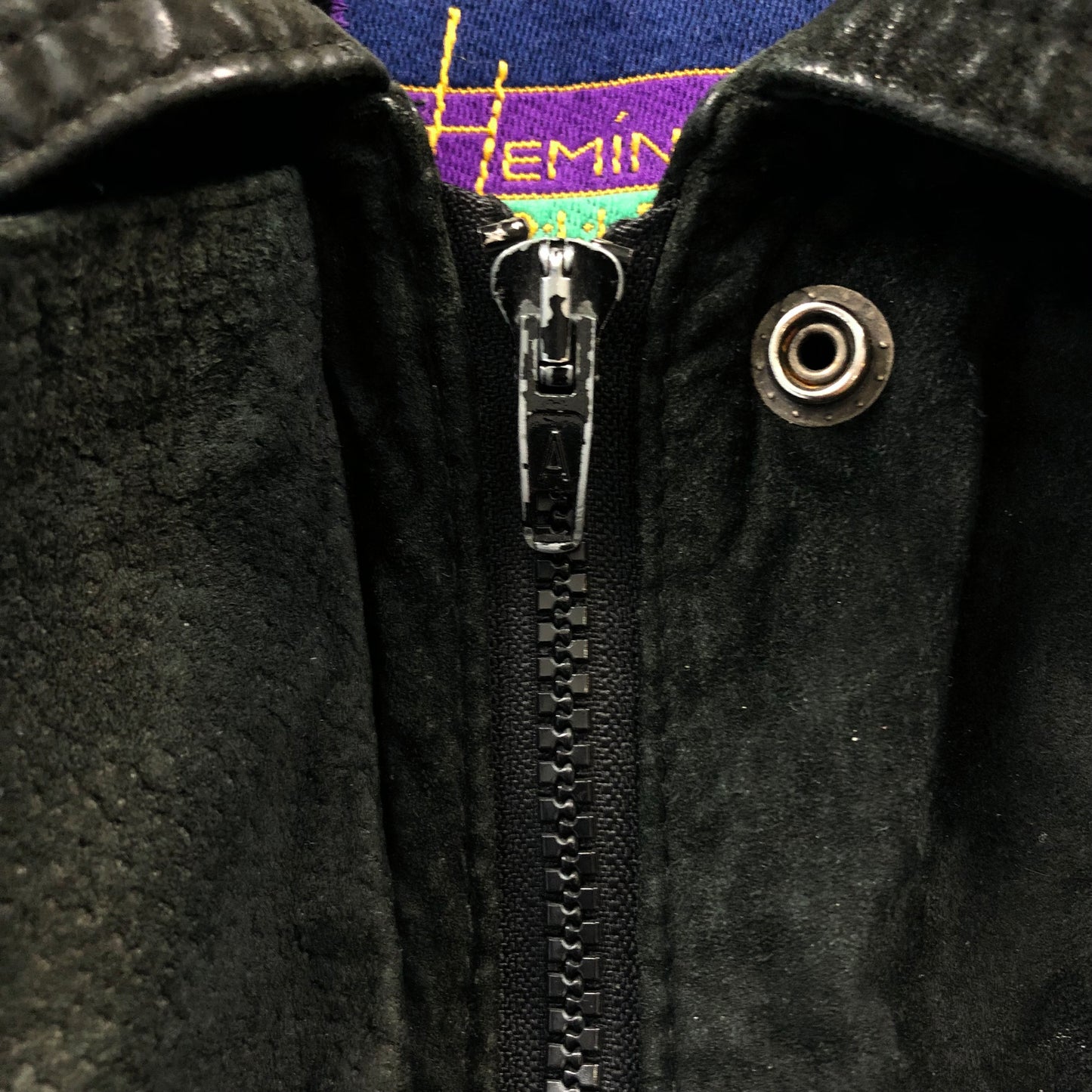 Vintage Western Hemingway Shoulder Padded Fringe Leather Bomber Zip Button Jacket M (Womens)