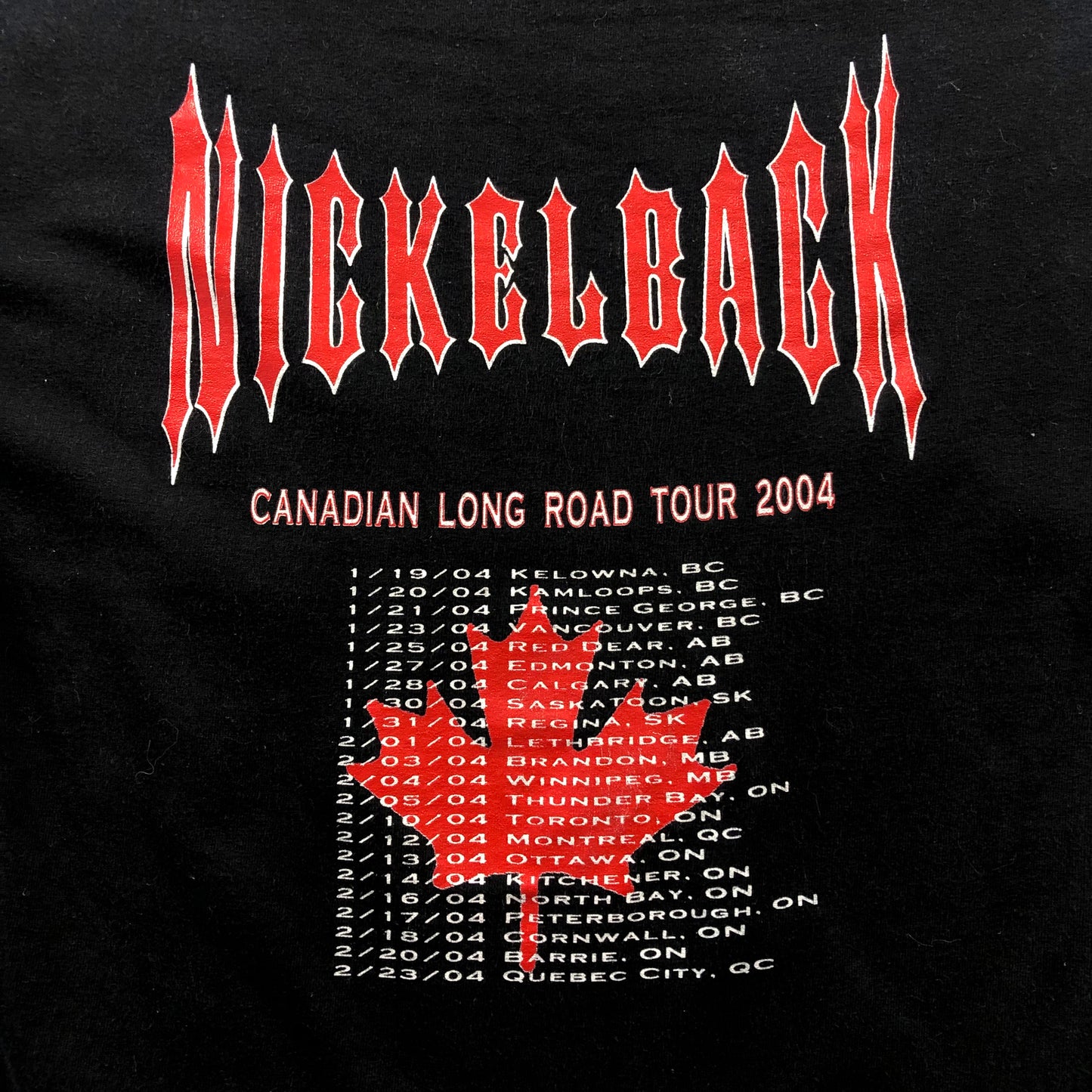 Vintage Nickelback 2004 Canadian Long Road Tour T Shirt M