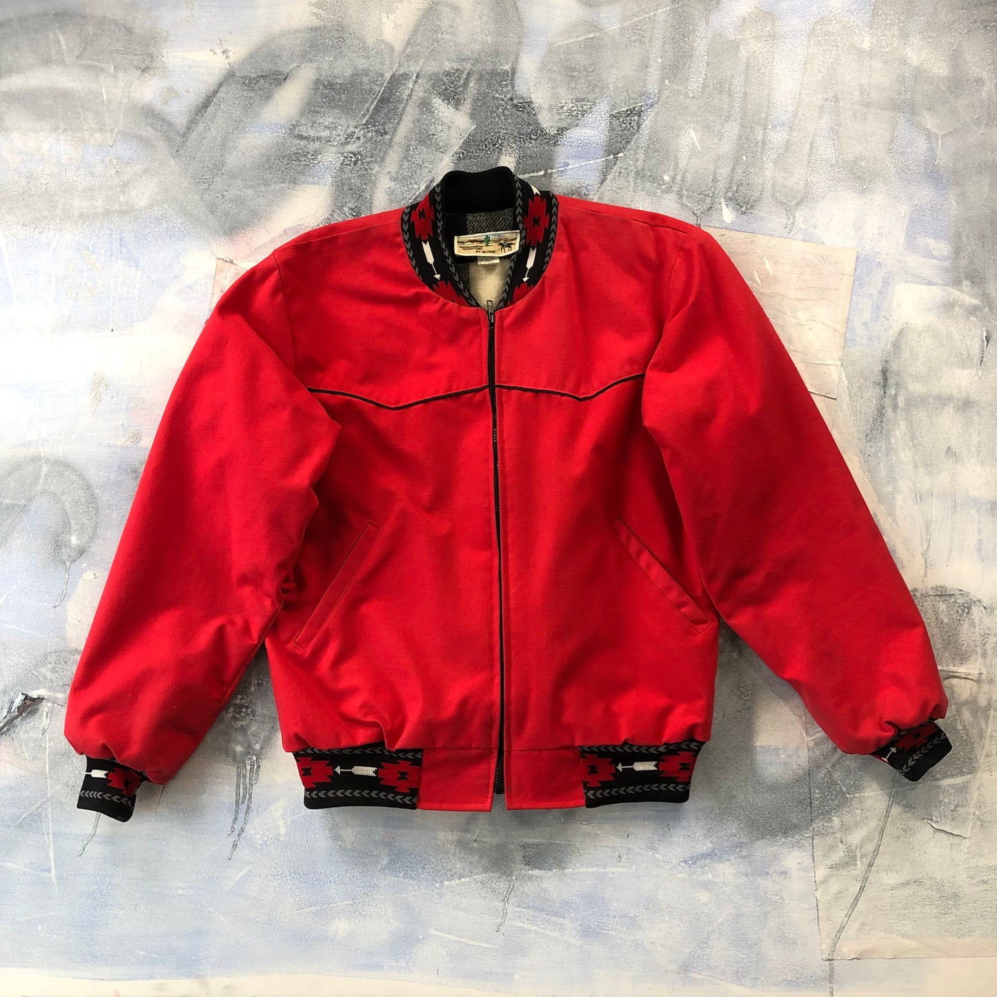 Saddlesmith Outfitters By Action Aztec Canvas Bomber Zip Jacket M