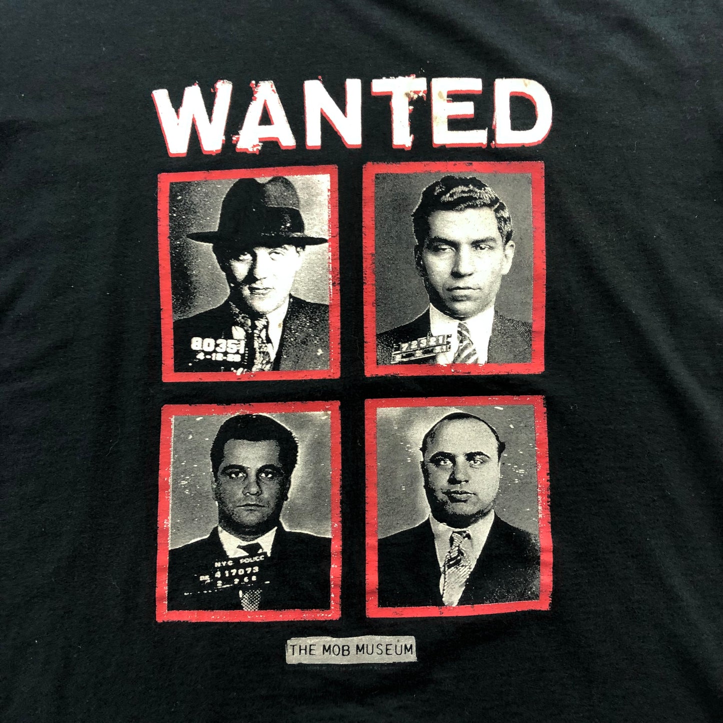 Vintage 90s Wanted Lanksy Luciano Gotti Capone The Mob Museum T Shirt XL