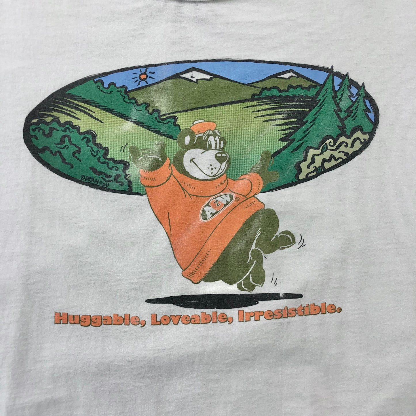 Vintage 90s A&W Bear Huggable Loveable Irresistible Single Stitch T Shirt L